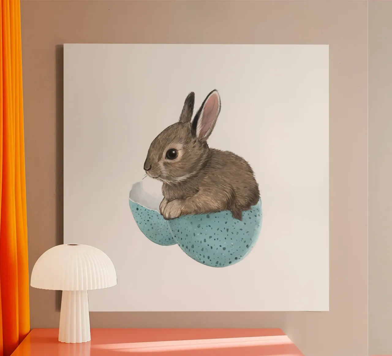 Baby Bunny in Robin's Egg tela con Cornice a cassetta da Laura Graves