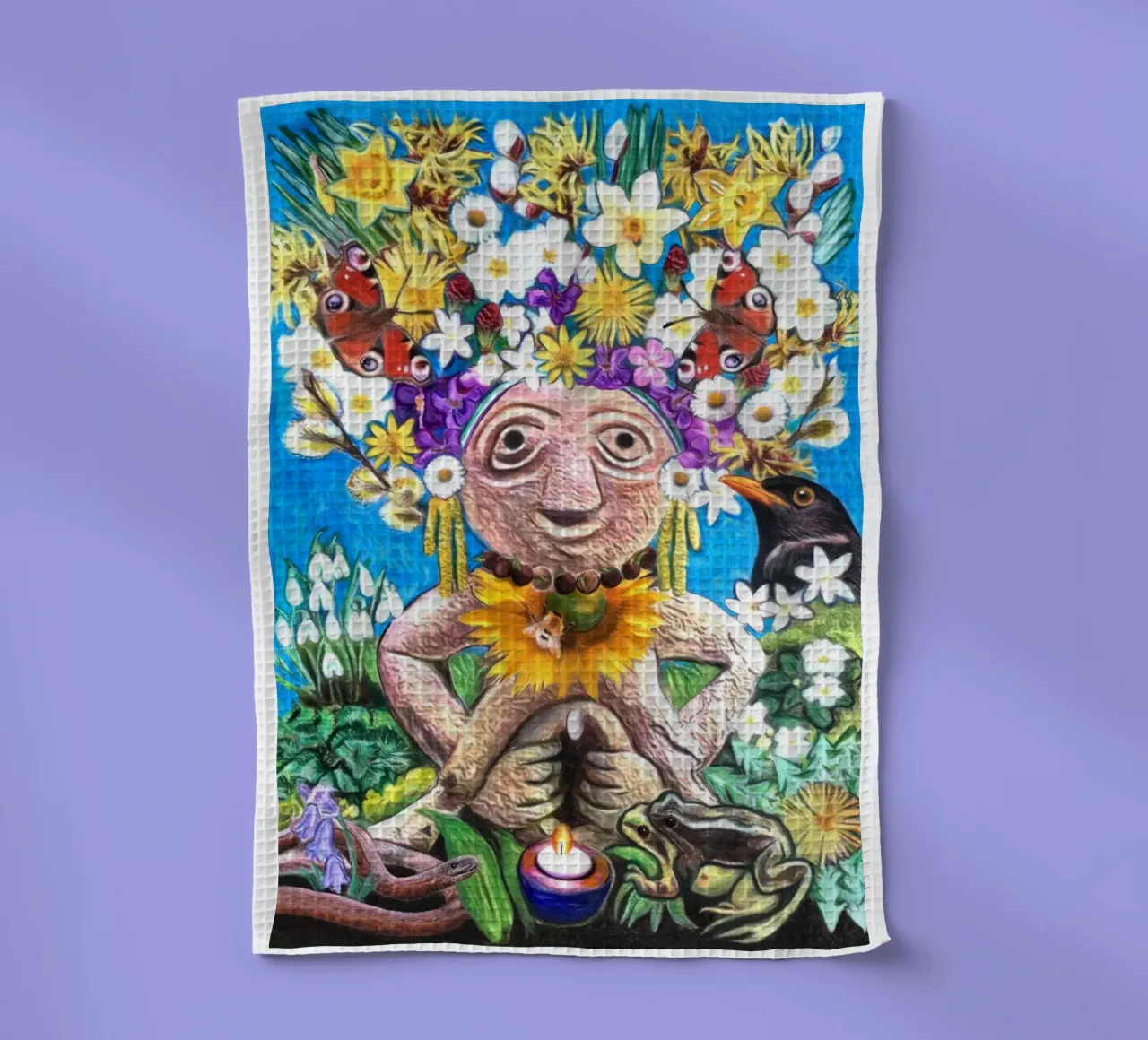 Spring Sheela na Gig theedoek van goddess art