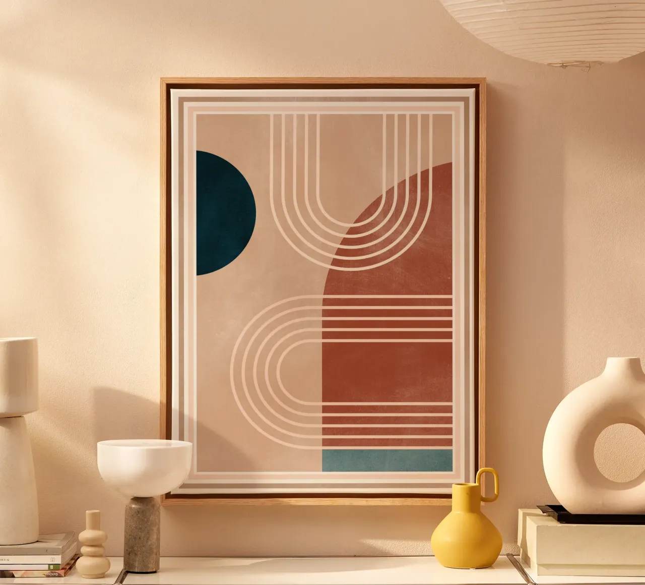 Abstract Geometrisch 22 canvas met Baklijst van Gaite