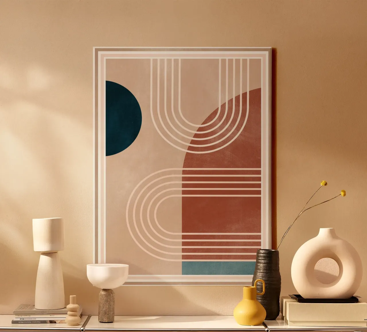 Abstract Geometrisch 22 canvas met Baklijst van Gaite