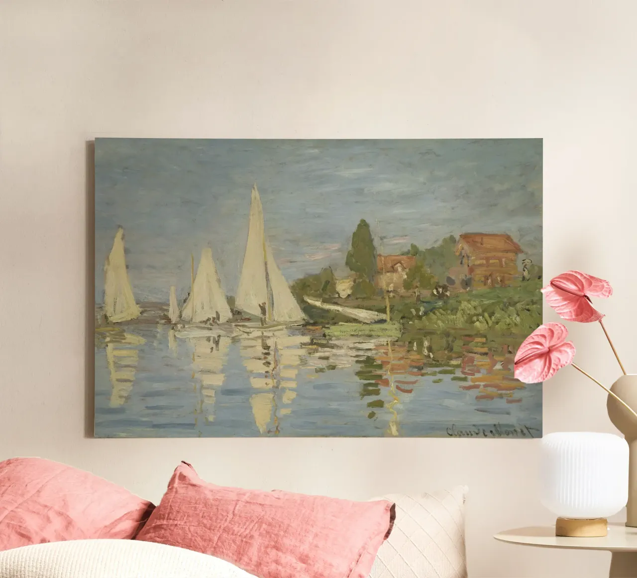 Claude Monet - Regate ad Argenteuil tela con Cornice a cassetta da Timeless Artworks