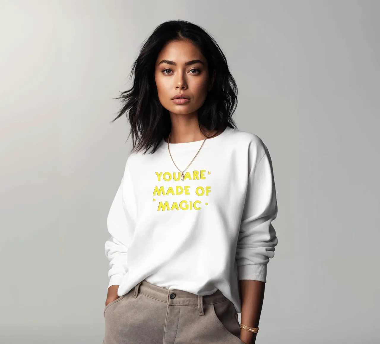 Pink and Yellow "You Are Made of Magic" Message sweatshirt by showmemars