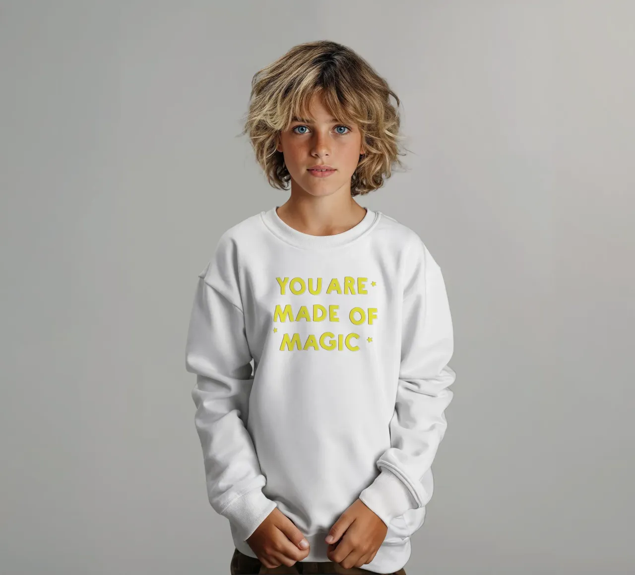 Pink and Yellow "You Are Made of Magic" Message felpa bambino da showmemars