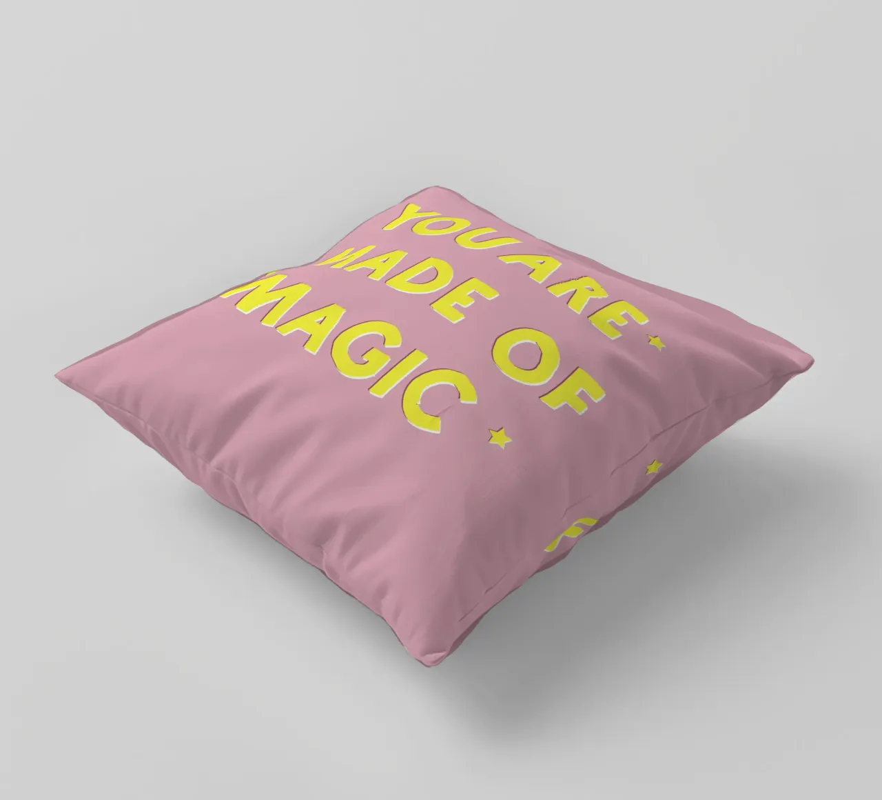 Pink and Yellow "You Are Made of Magic" Message cuscino da showmemars