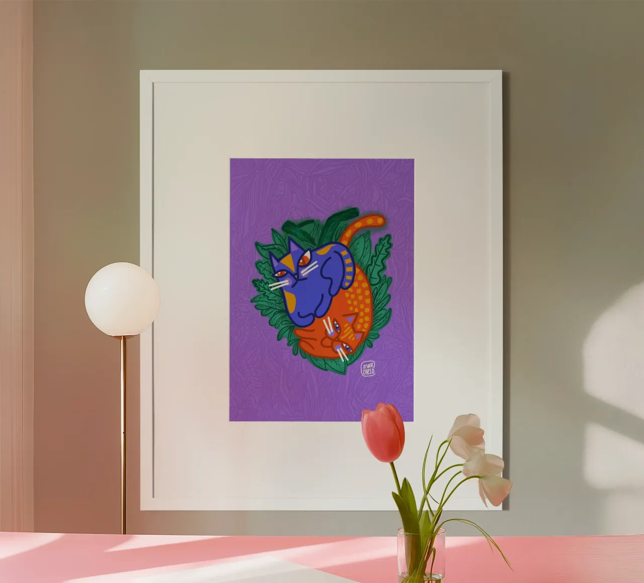 Love Cats poster with plastic frame by marchelo
