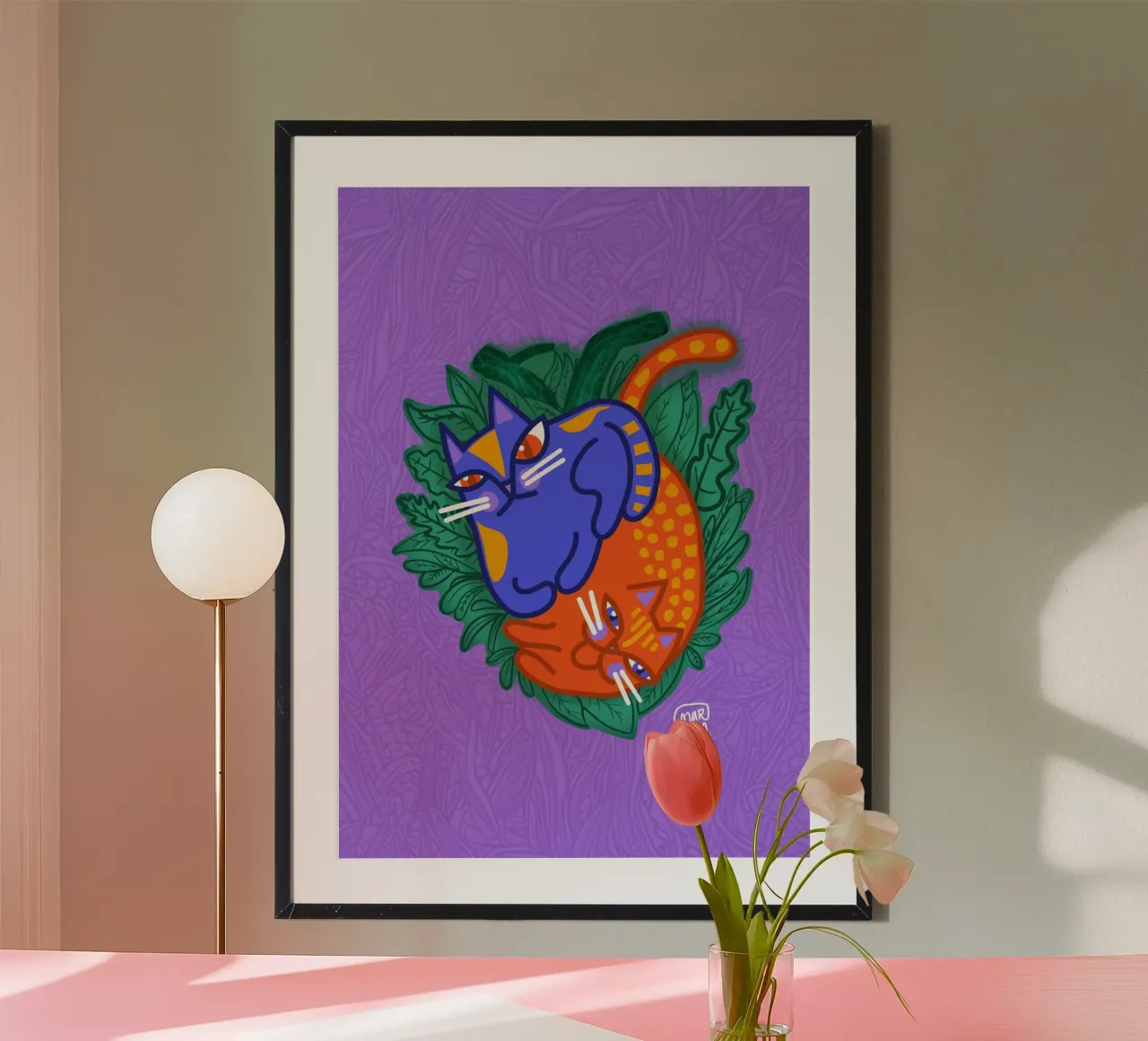 Love Cats poster with plastic frame by marchelo