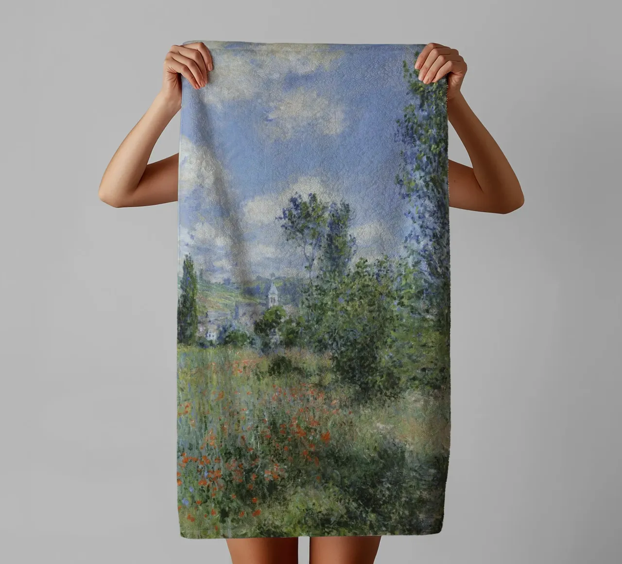 Claude Monet View of Vétheuil towel by Timeless Artworks