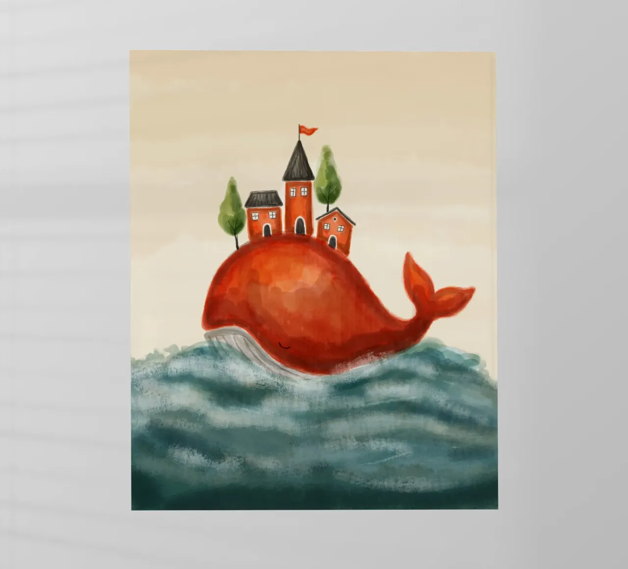 The Red Whale and Its Village pellicola backlit da Indigo Rain