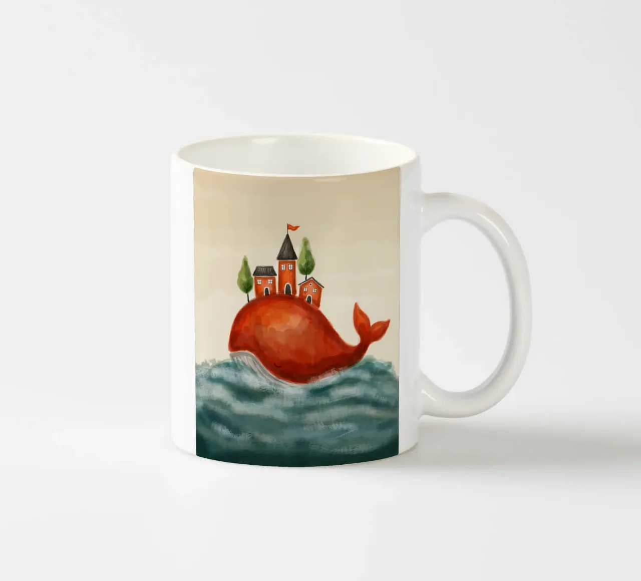 The Red Whale and Its Village tazza in ceramica da Indigo Rain