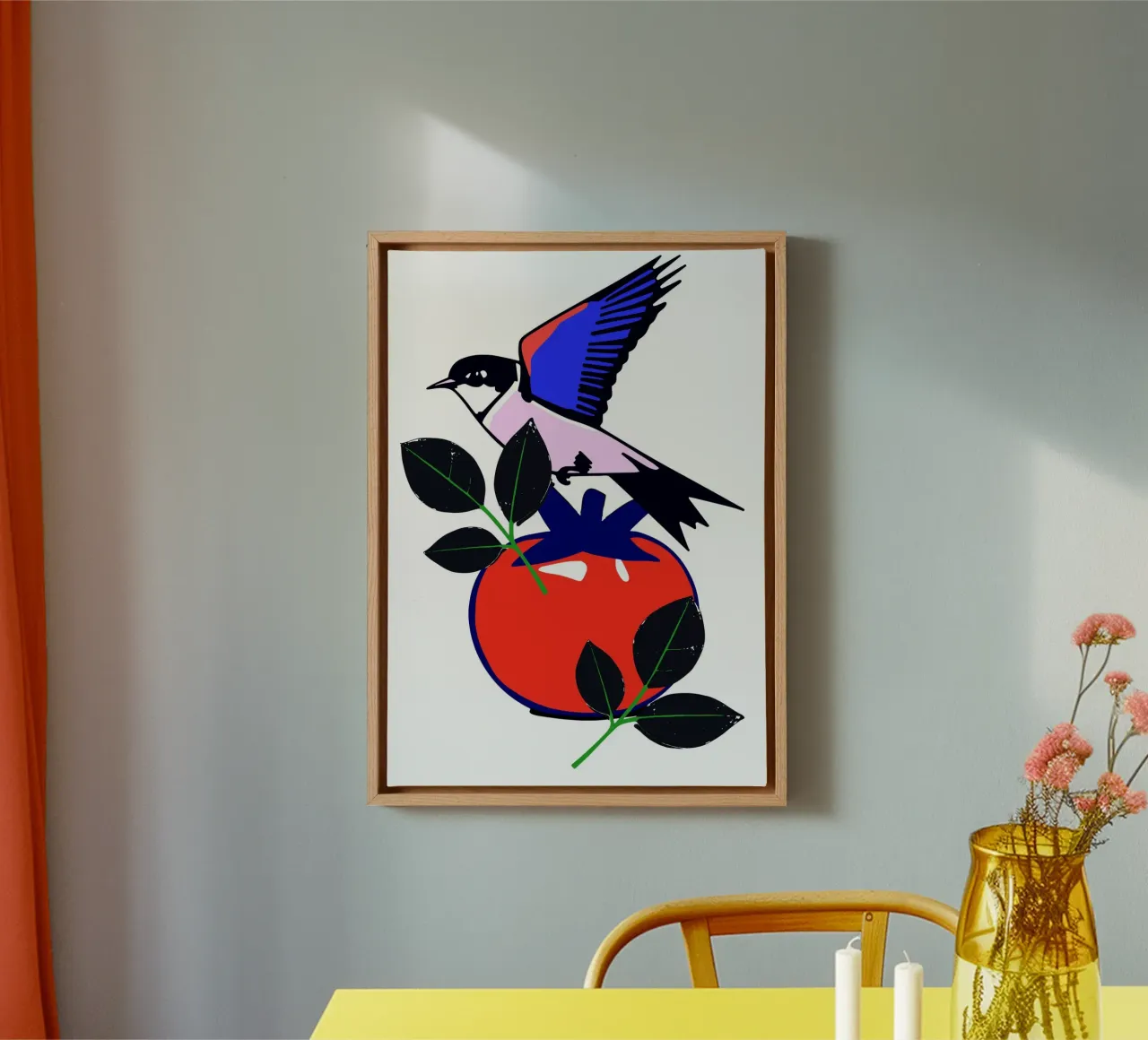 colorful bird tela con Cornice a cassetta da ramosashop