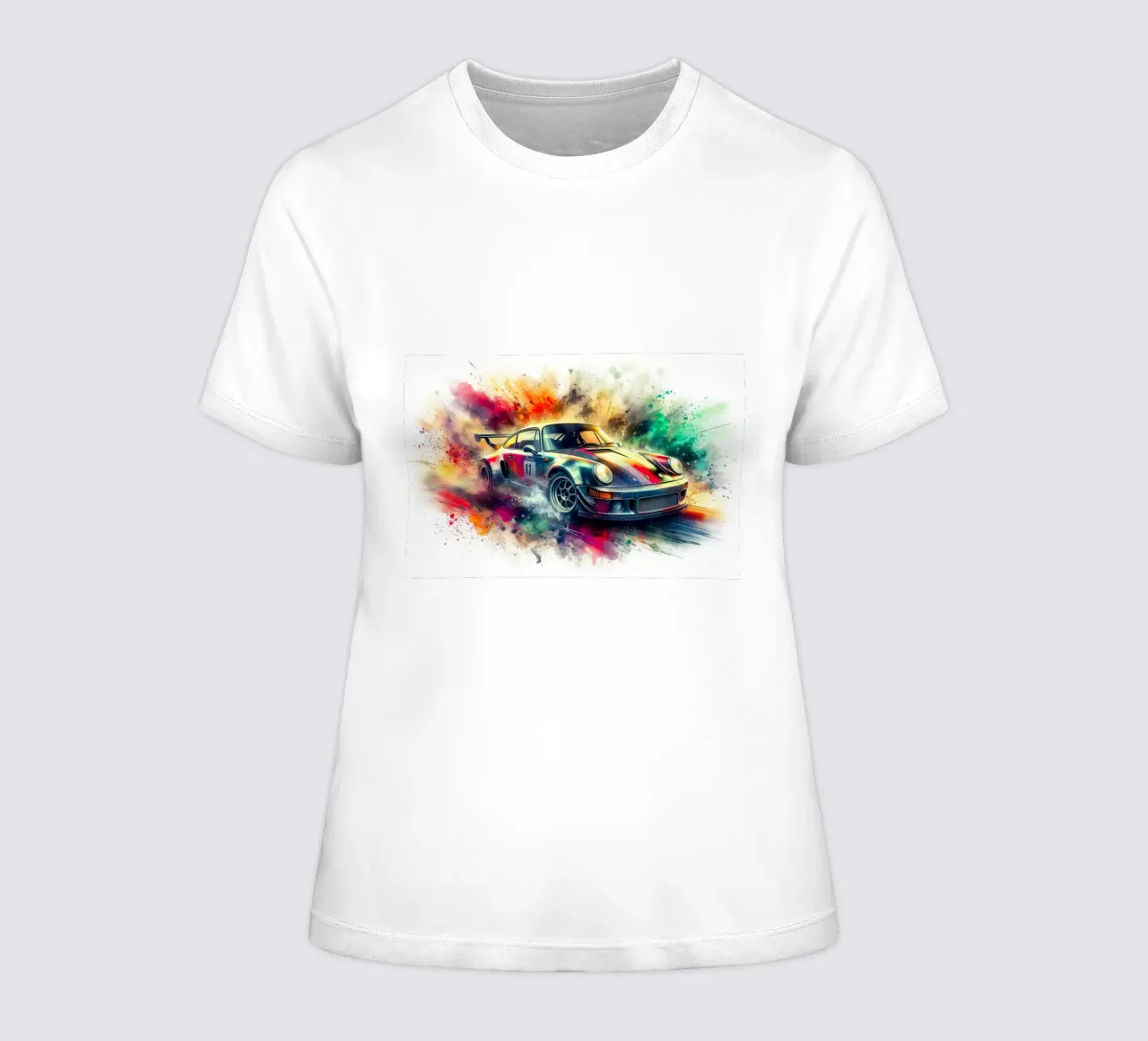 Porsche in watercolour women's fitted t-shirt by 🎁 ARTVI-SHOP