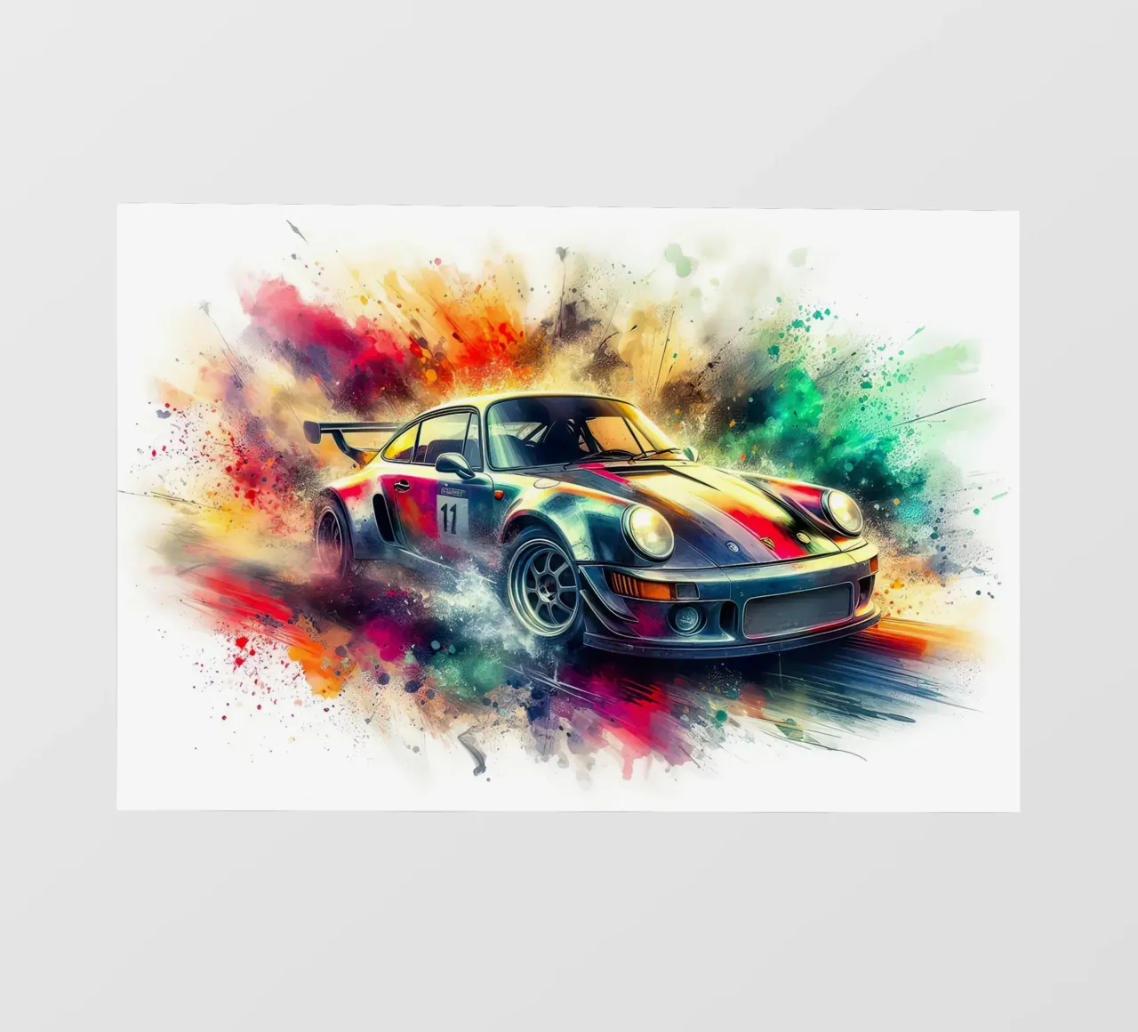 Porsche in acquerello telo in pvc da 🎁 ARTVI-SHOP