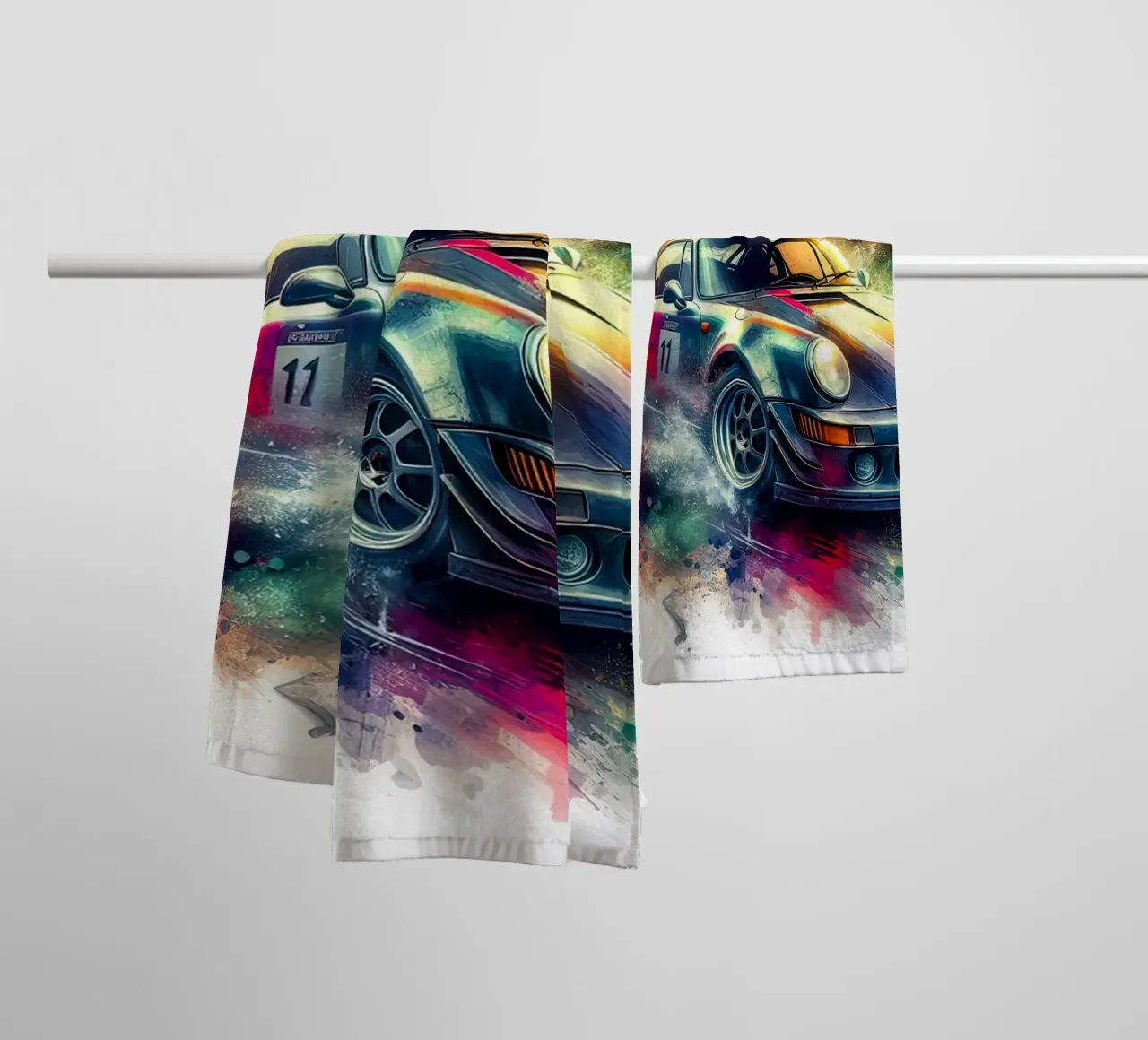 Porsche in watercolour towel by 🎁 ARTVI-SHOP