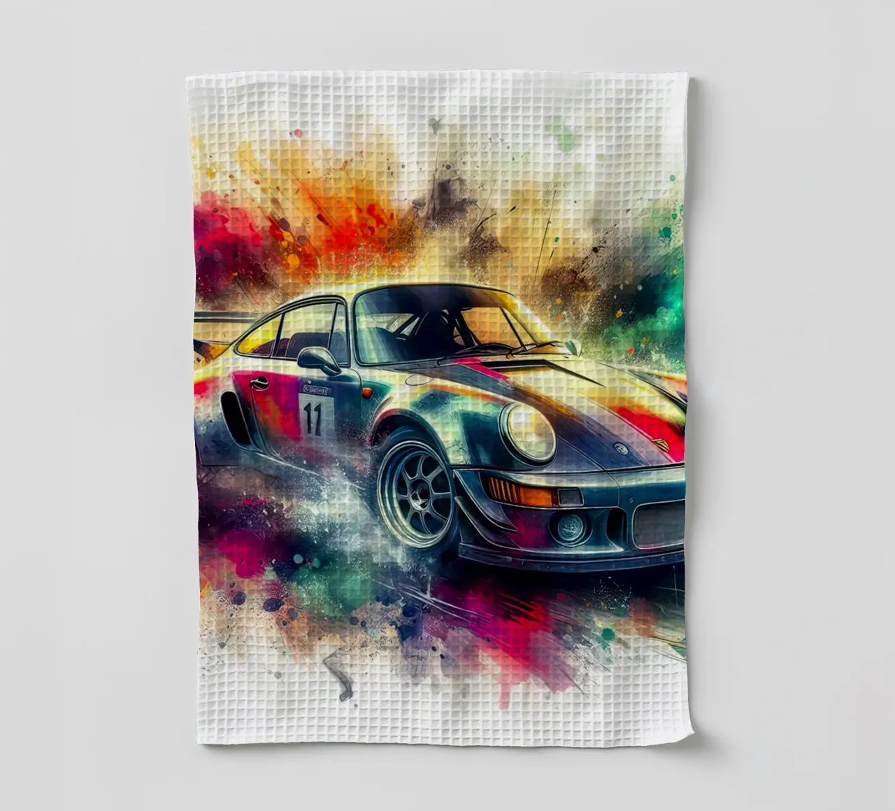 Porsche in acquerello canovaccio da cucina da 🎁 ARTVI-SHOP