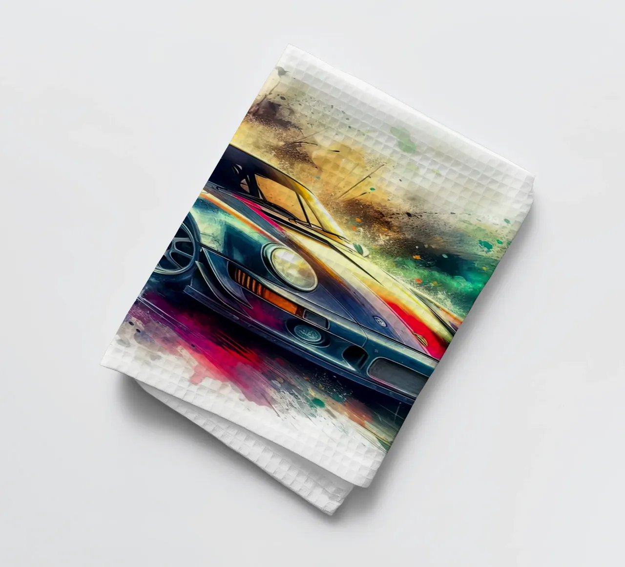 Porsche in acquerello canovaccio da cucina da 🎁 ARTVI-SHOP
