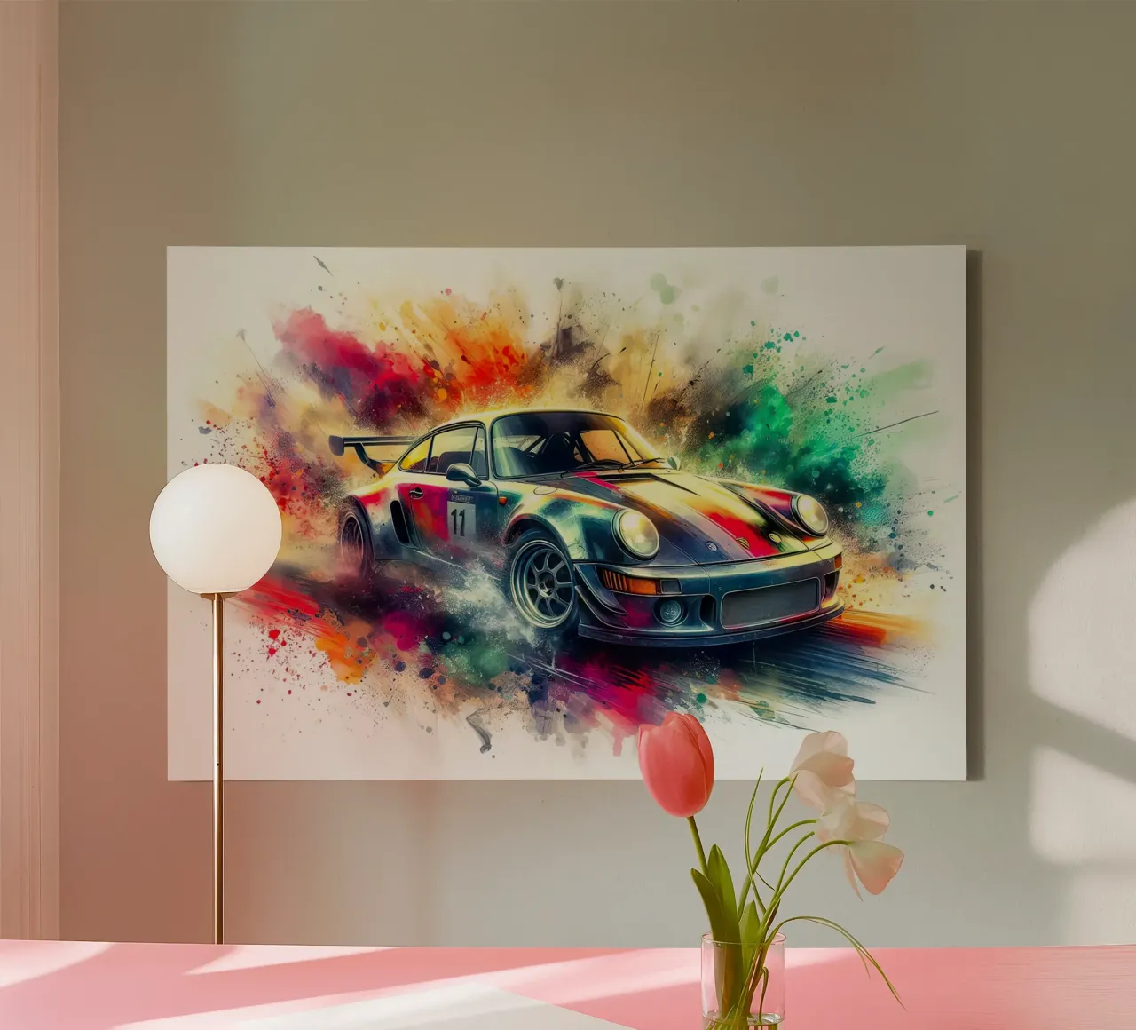 Porsche in watercolour canvas by 🎁 ARTVI-SHOP
