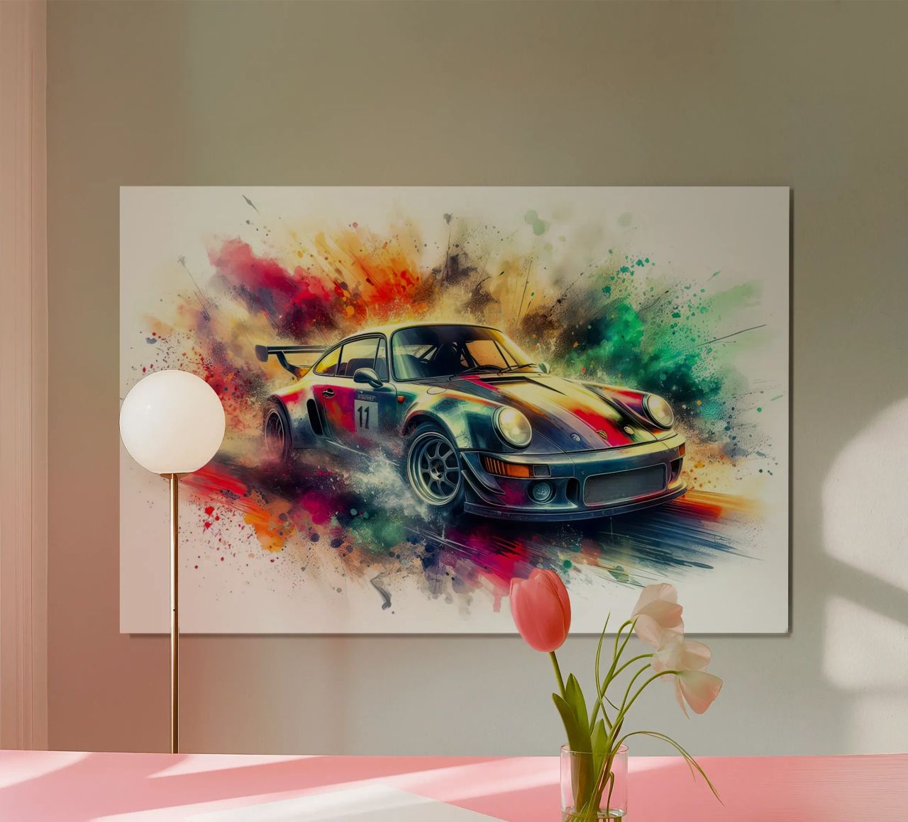 Porsche à l'aquarelle poster de ARTVI-SHOP