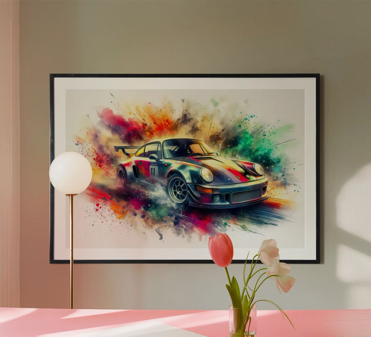 Porsche à l'aquarelle poster de ARTVI-SHOP