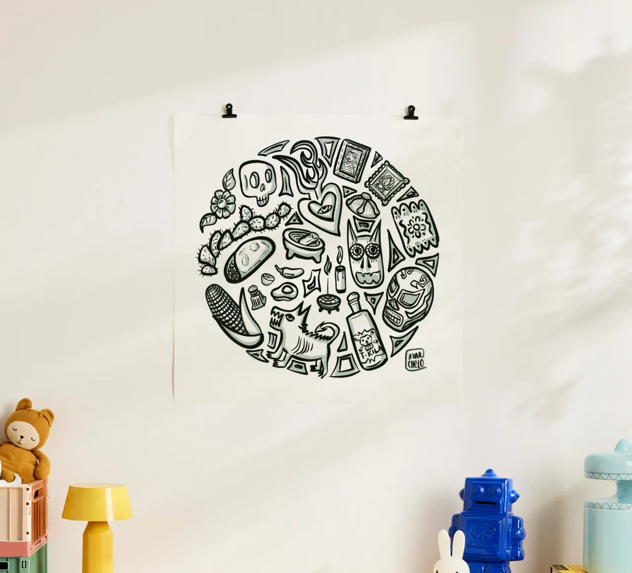 Dag van de Doden poster met aluminium frame van marchelo