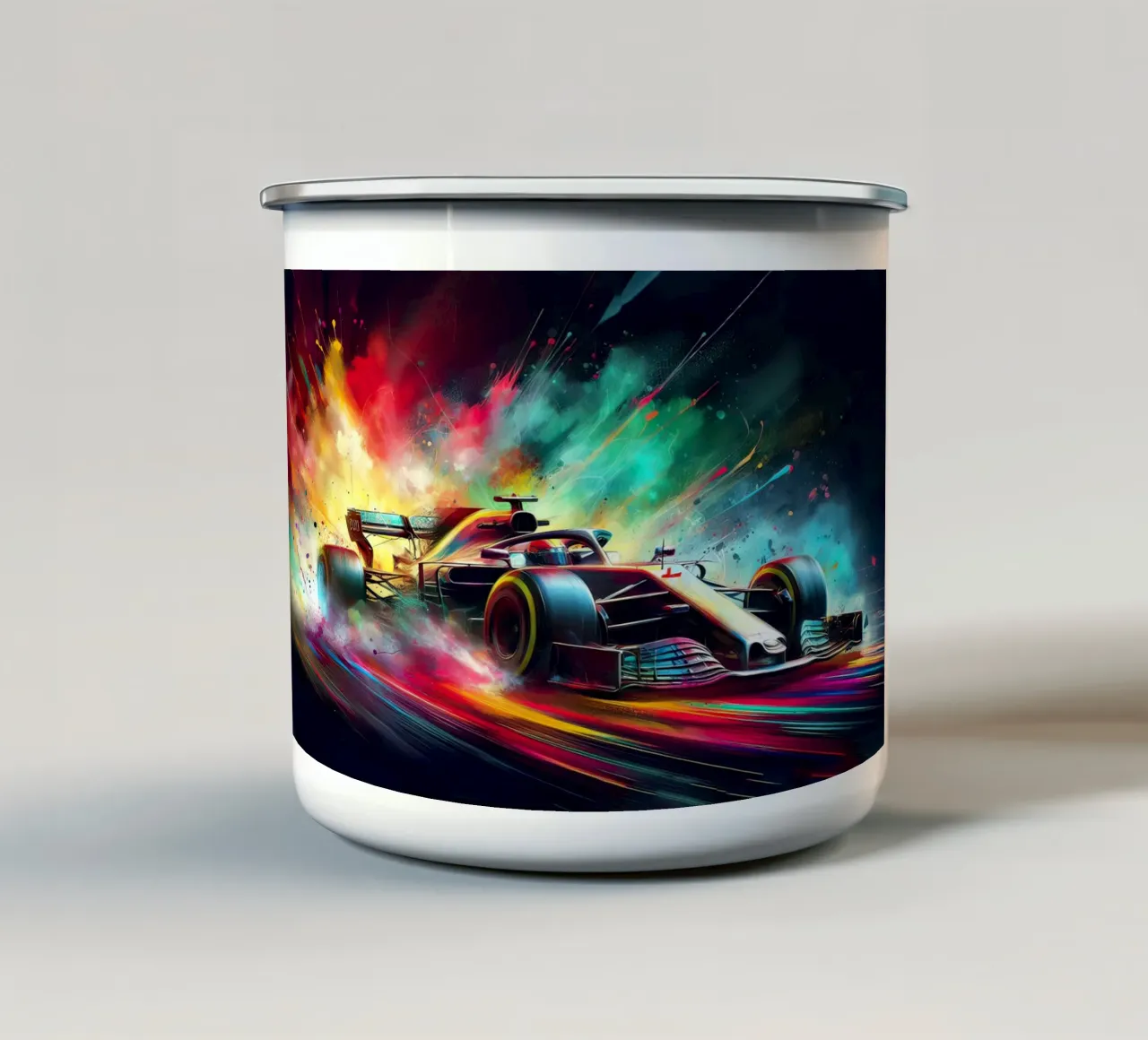 Formula 1 in watercolor enamel mug by ARTVI-SHOP