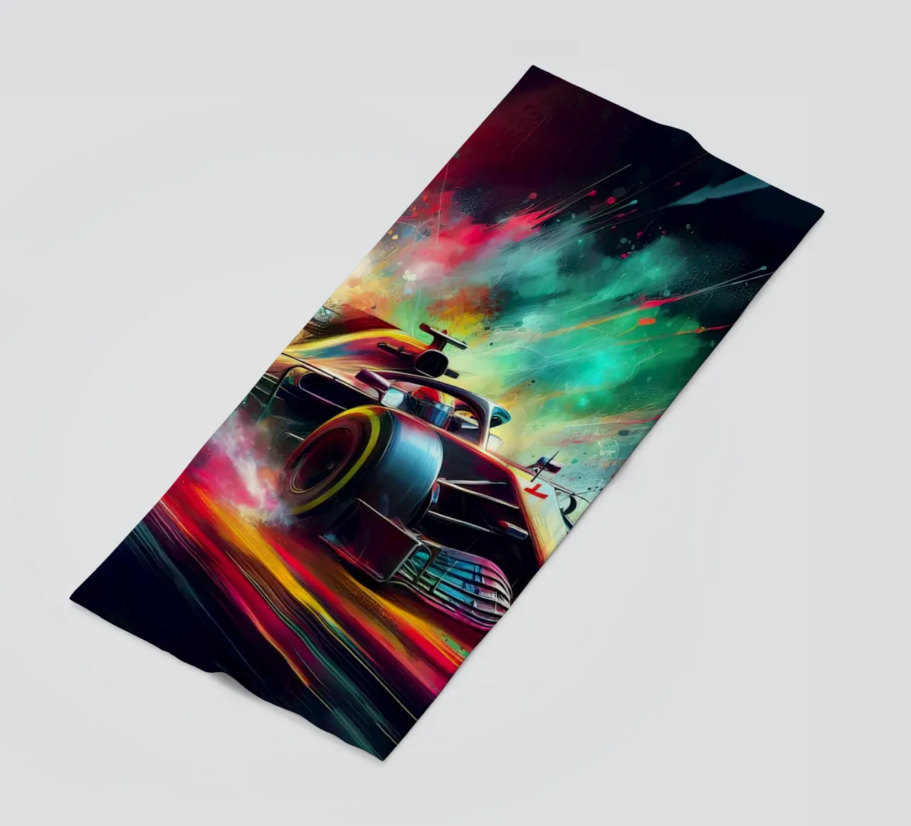 Formula 1 in acquerello telo mare da ARTVI-SHOP