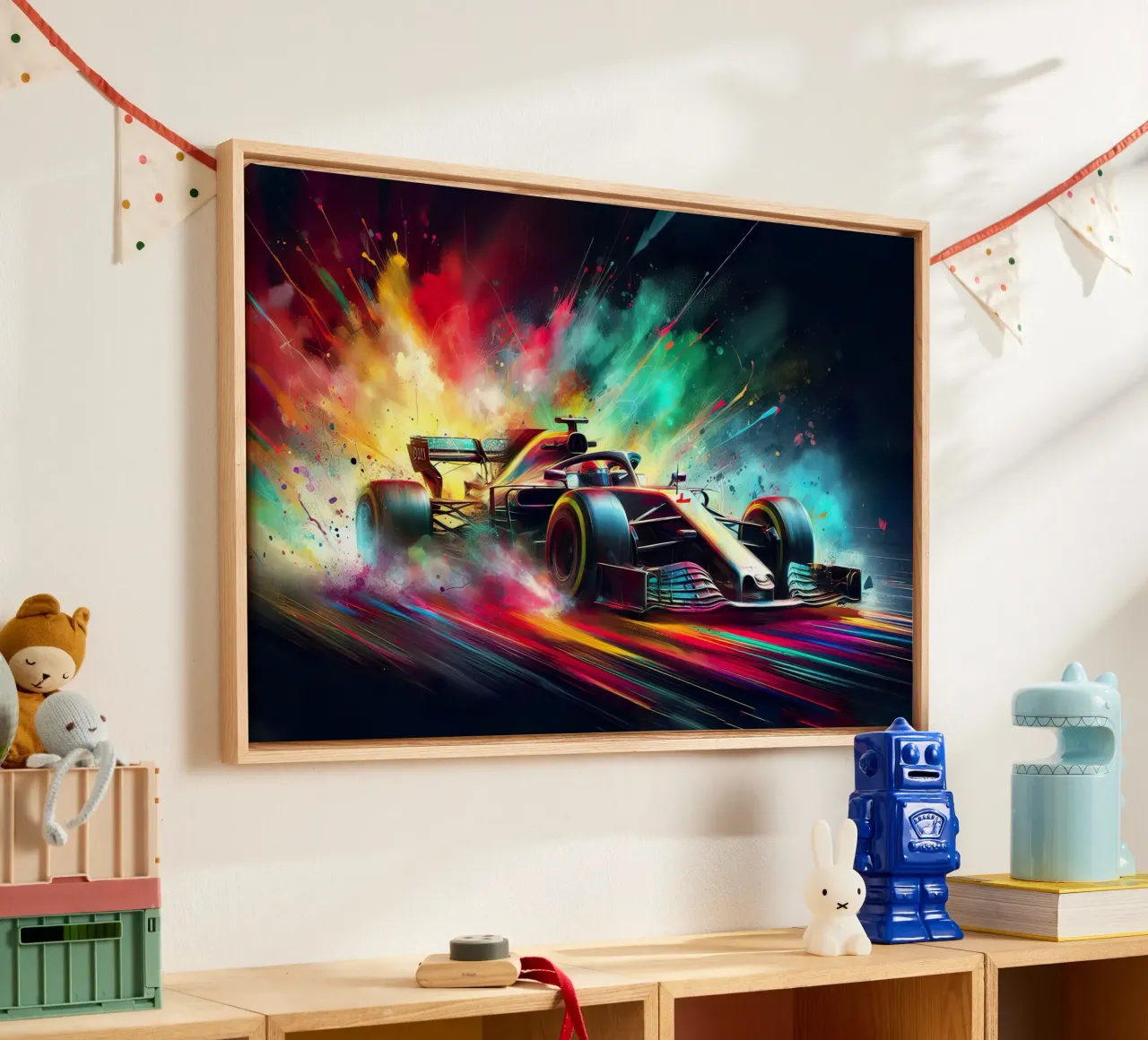 Formula 1 in acquerello tela con Cornice a cassetta da 🎁 ARTVI-SHOP