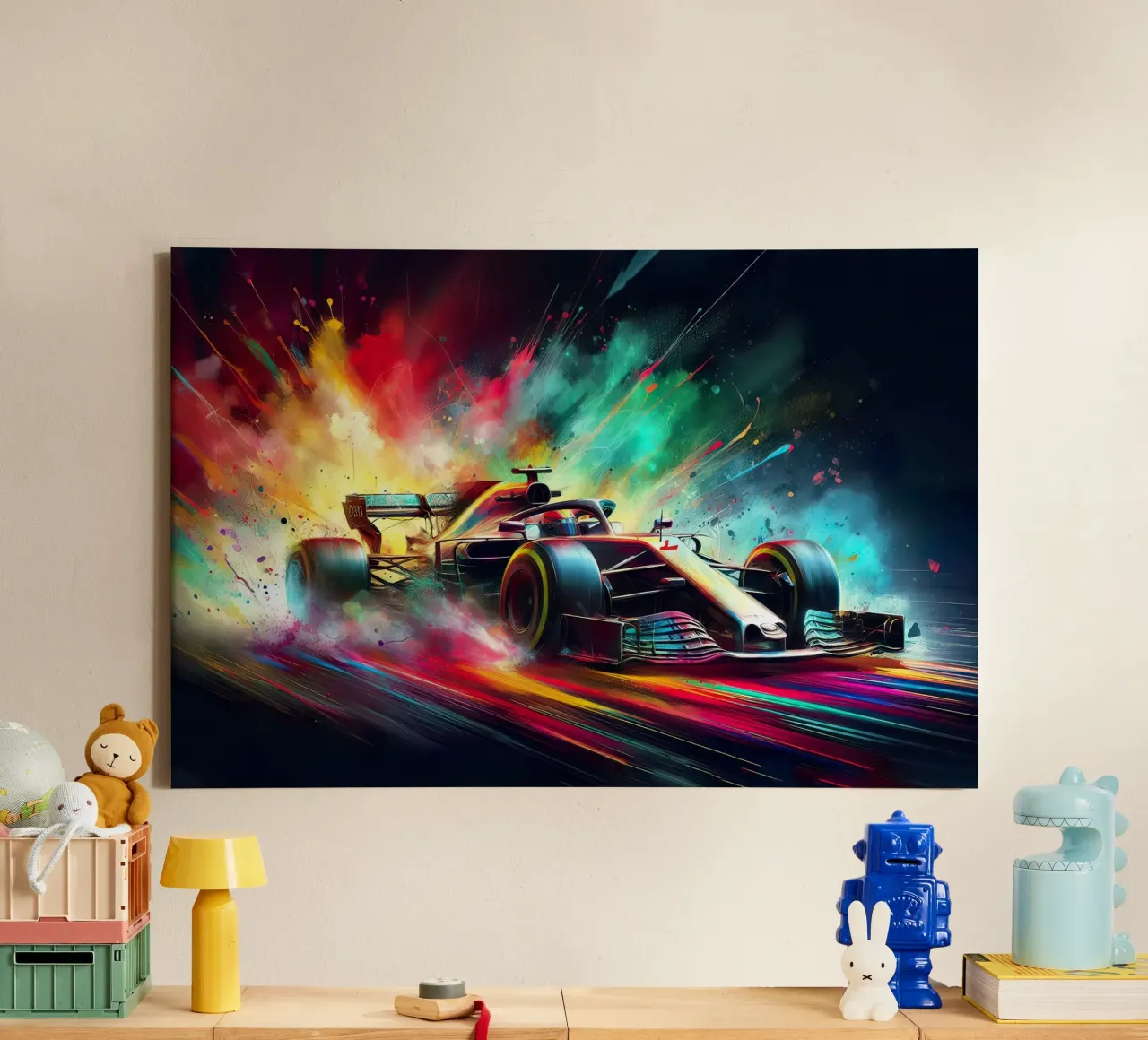 Formula 1 in acquerello tela con Cornice a cassetta da 🎁 ARTVI-SHOP