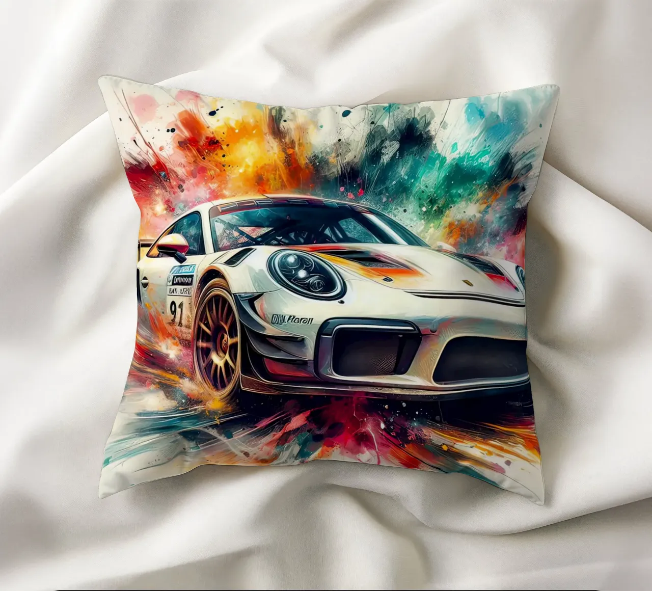Porsche in acquerello cuscino da 🎁 ARTVI-SHOP