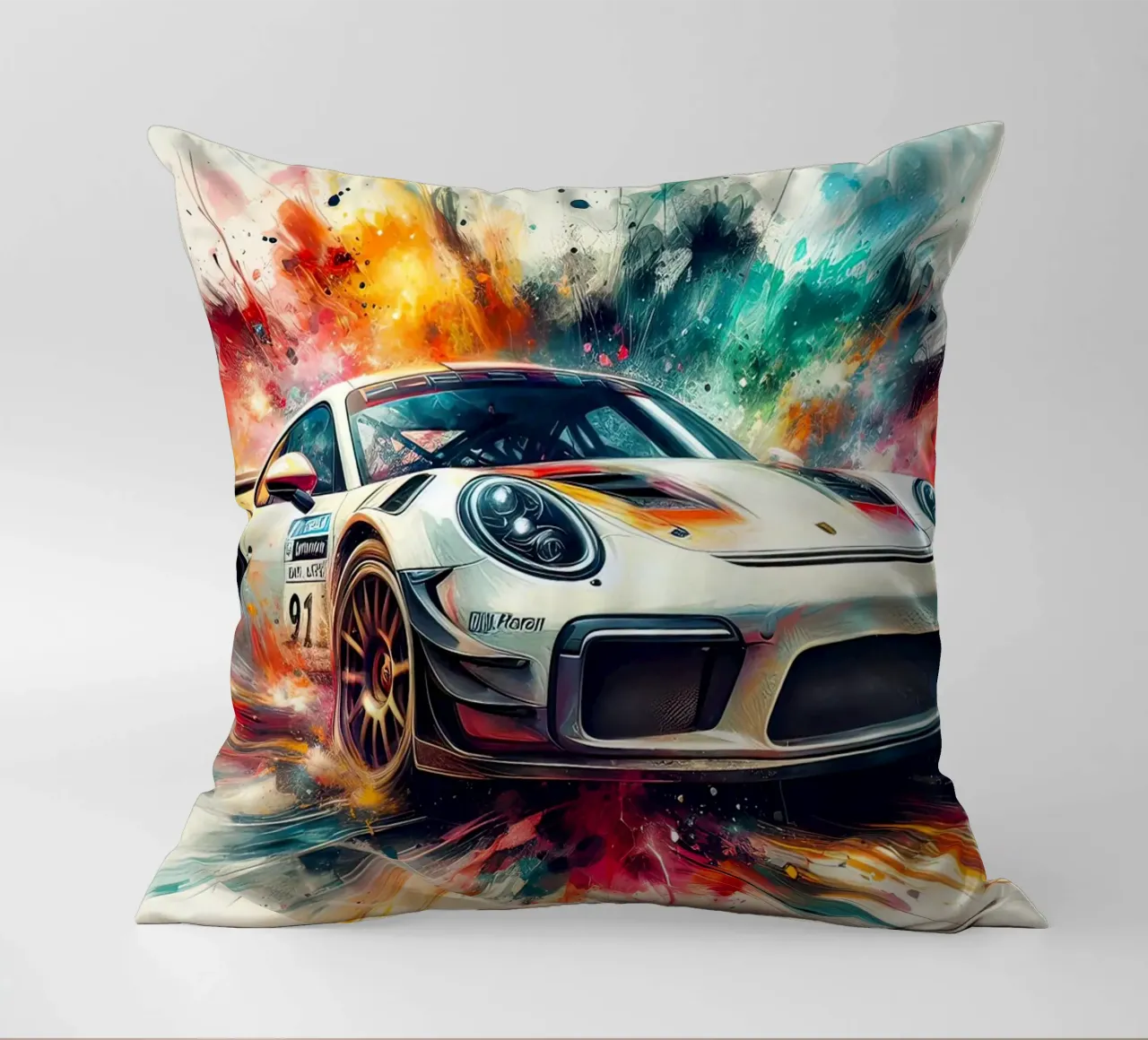 Porsche in acquerello cuscino da 🎁 ARTVI-SHOP