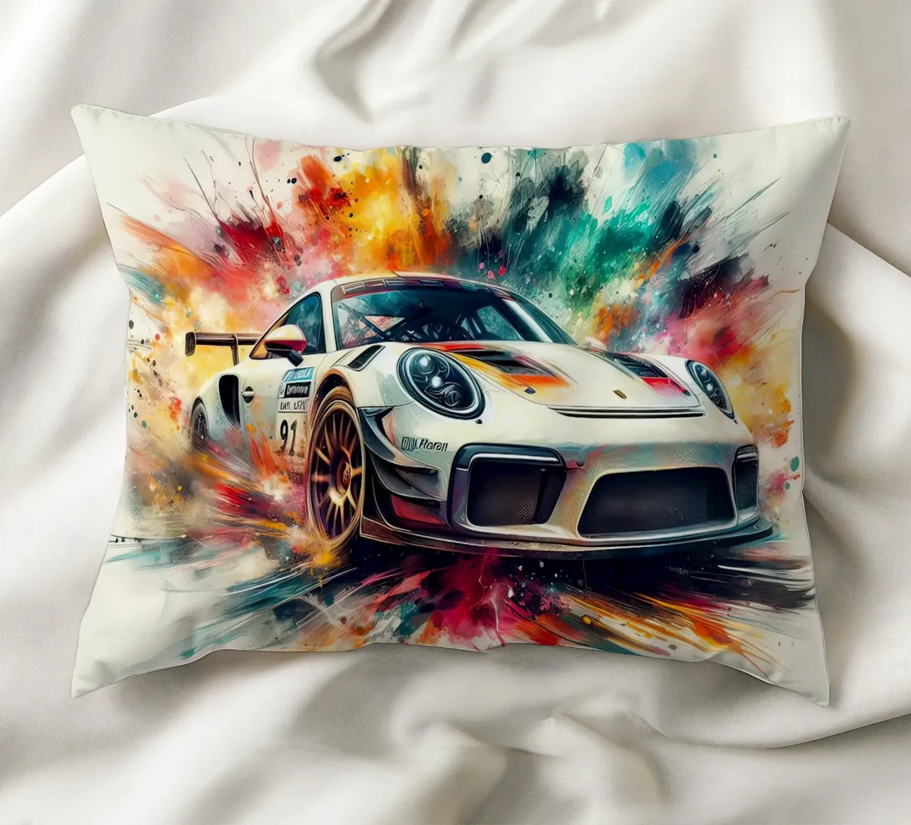 Porsche in acquerello cuscino da 🎁 ARTVI-SHOP