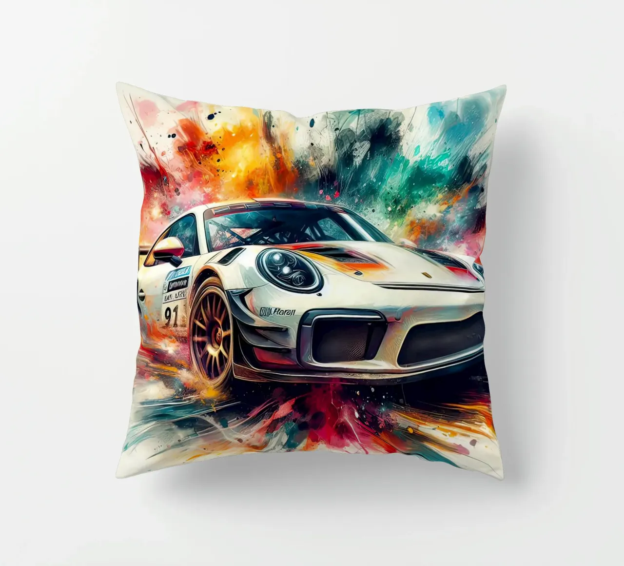 Porsche in acquerello cuscino da 🎁 ARTVI-SHOP