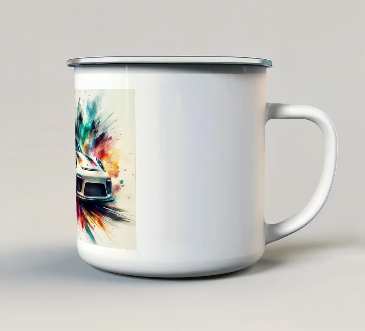 Porsche in acquerello tazza in smalto da ARTVI-SHOP