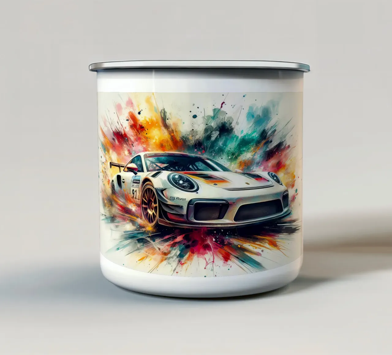 Porsche in acquerello tazza in smalto da ARTVI-SHOP