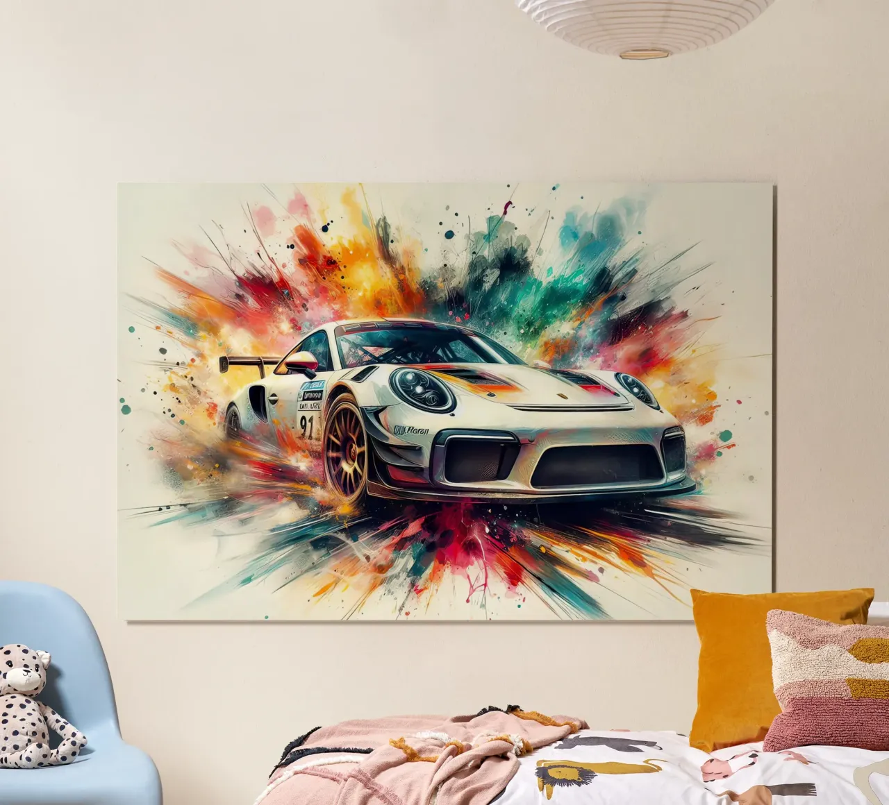 Porsche in acquerello poster con telaio in plastica da 🎁 ARTVI-SHOP