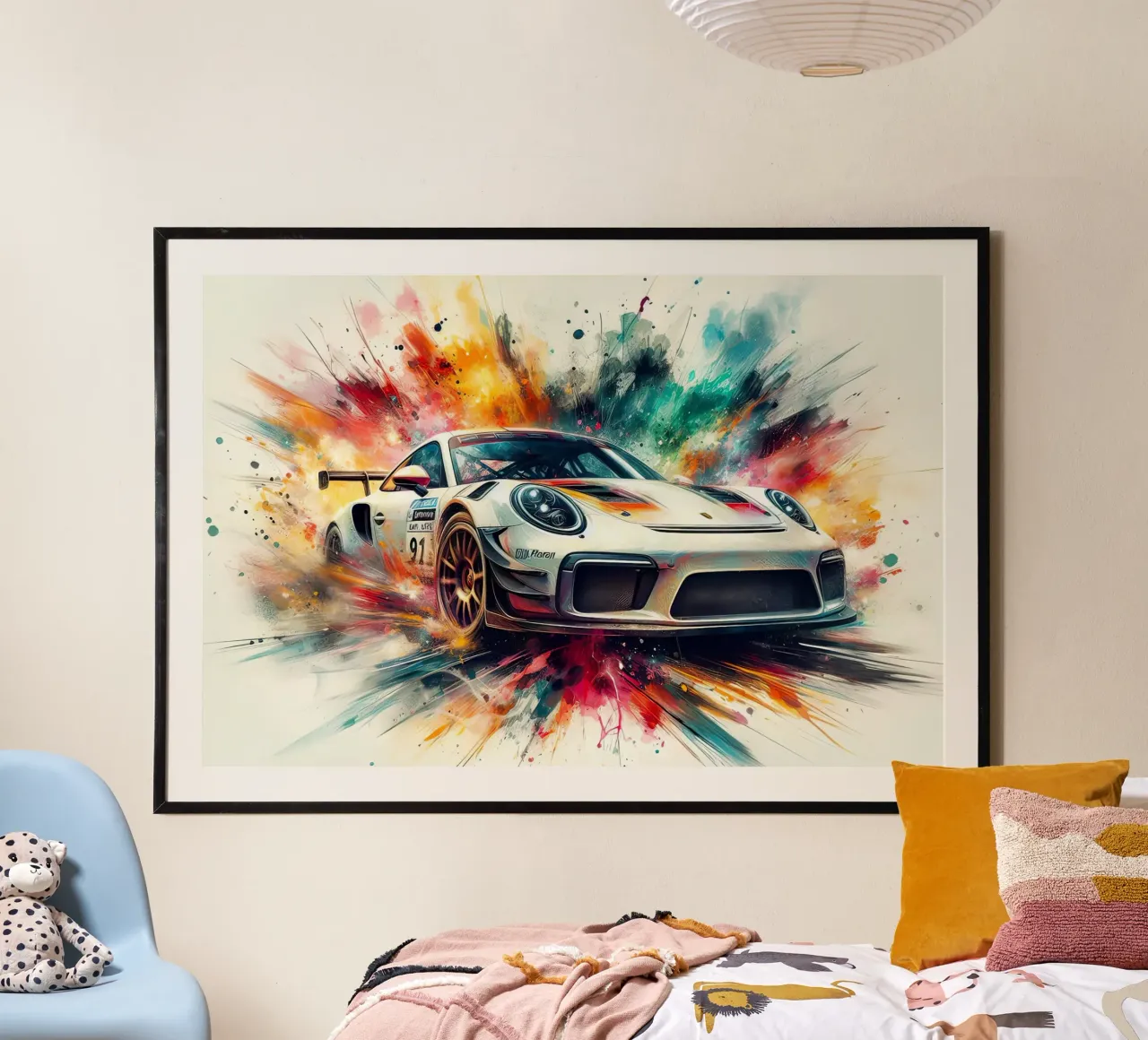 Porsche in acquerello poster con telaio in plastica da 🎁 ARTVI-SHOP