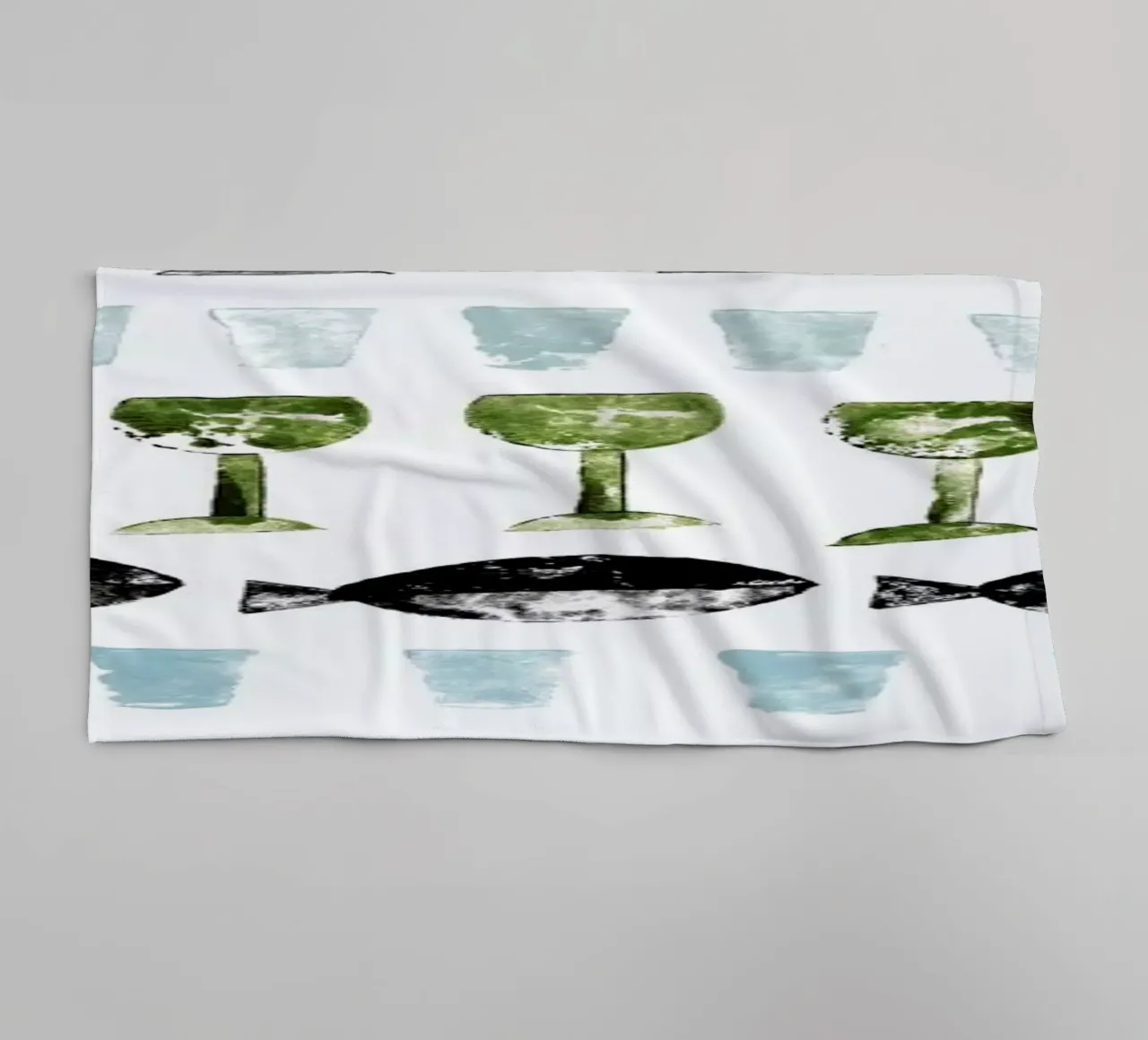 Fish and Wine 2 towel by Rinah Lang