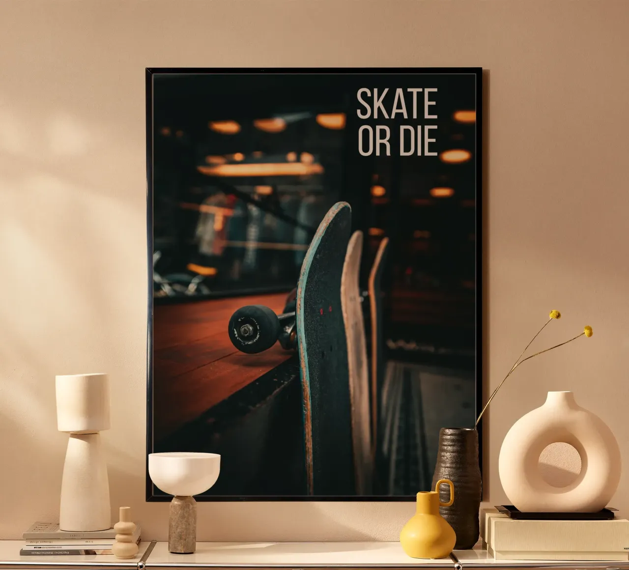 Skate or Die poster con telaio in alluminio da Flo Klein