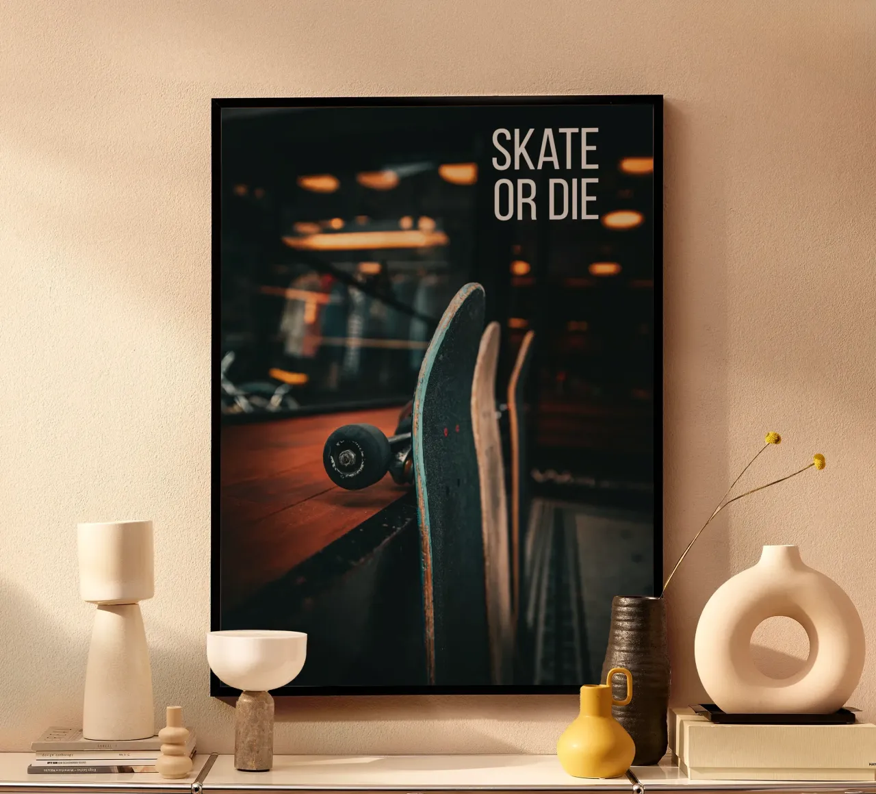 Skate or Die poster con telaio in alluminio da Flo Klein
