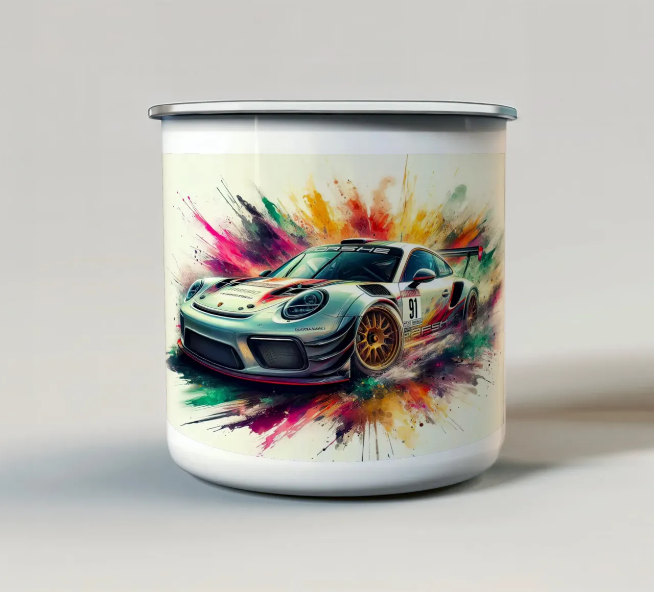 Porsche in acquerello tazza in smalto da ARTVI-SHOP
