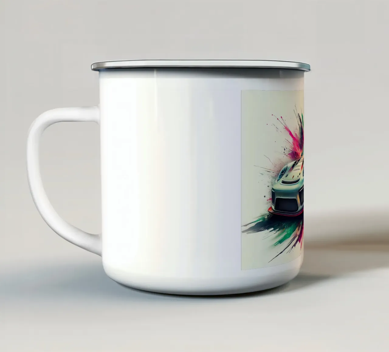 Porsche in acquerello tazza in smalto da ARTVI-SHOP
