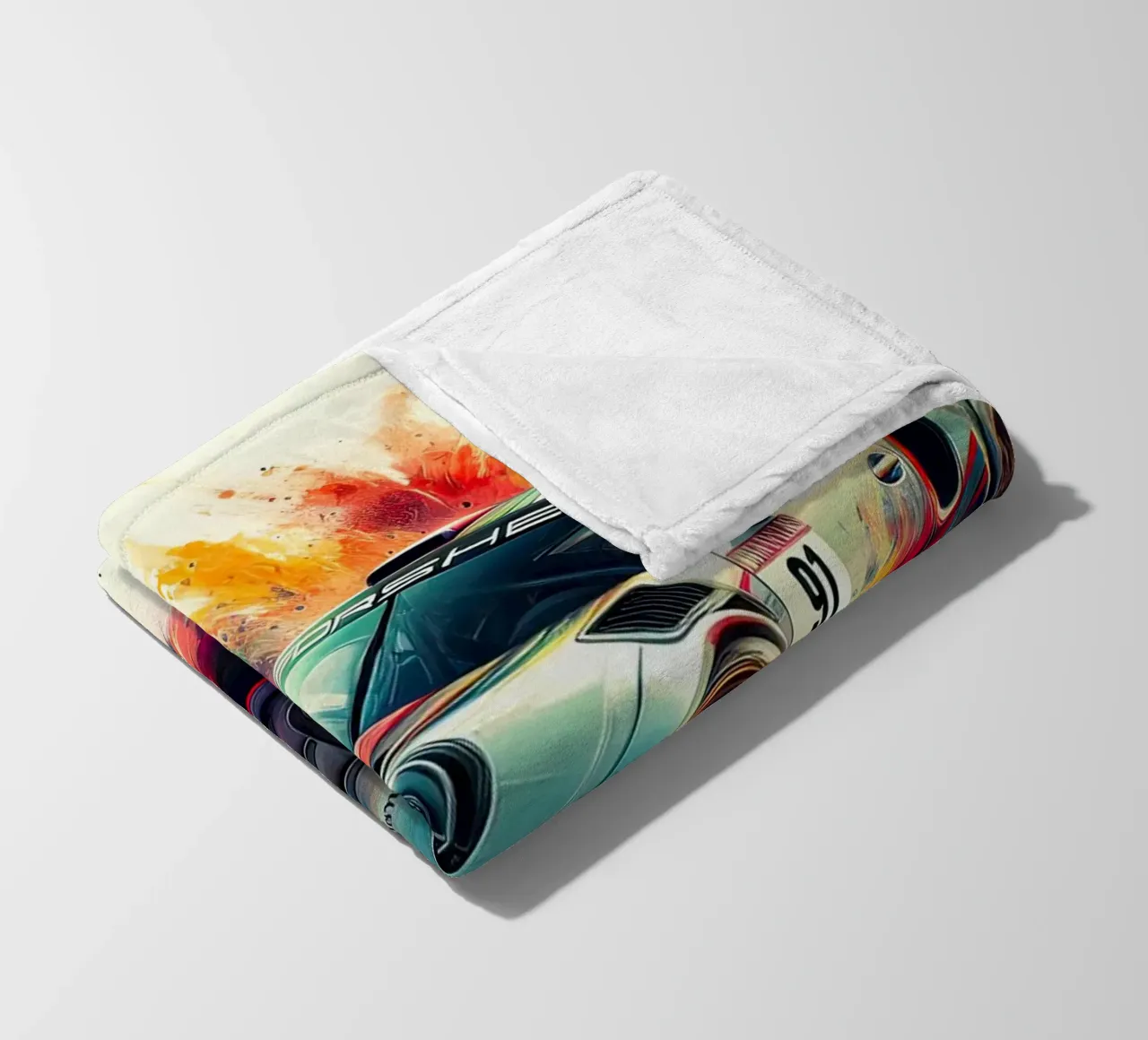 Porsche in watercolour fleece blanket by 🎁 ARTVI-SHOP