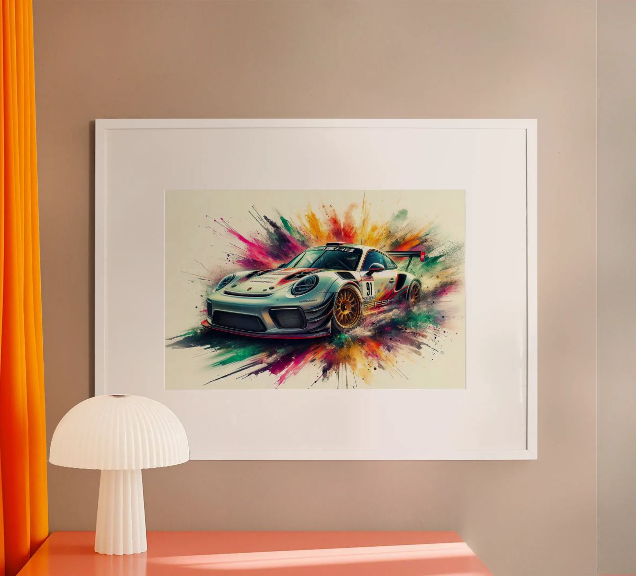 Porsche à l'aquarelle poster de ARTVI-SHOP
