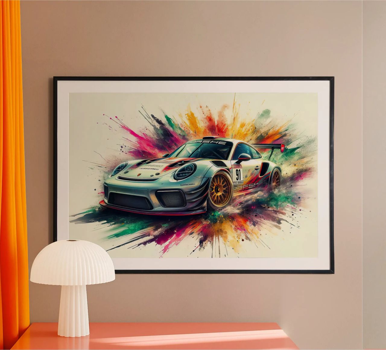 Porsche à l'aquarelle poster de ARTVI-SHOP