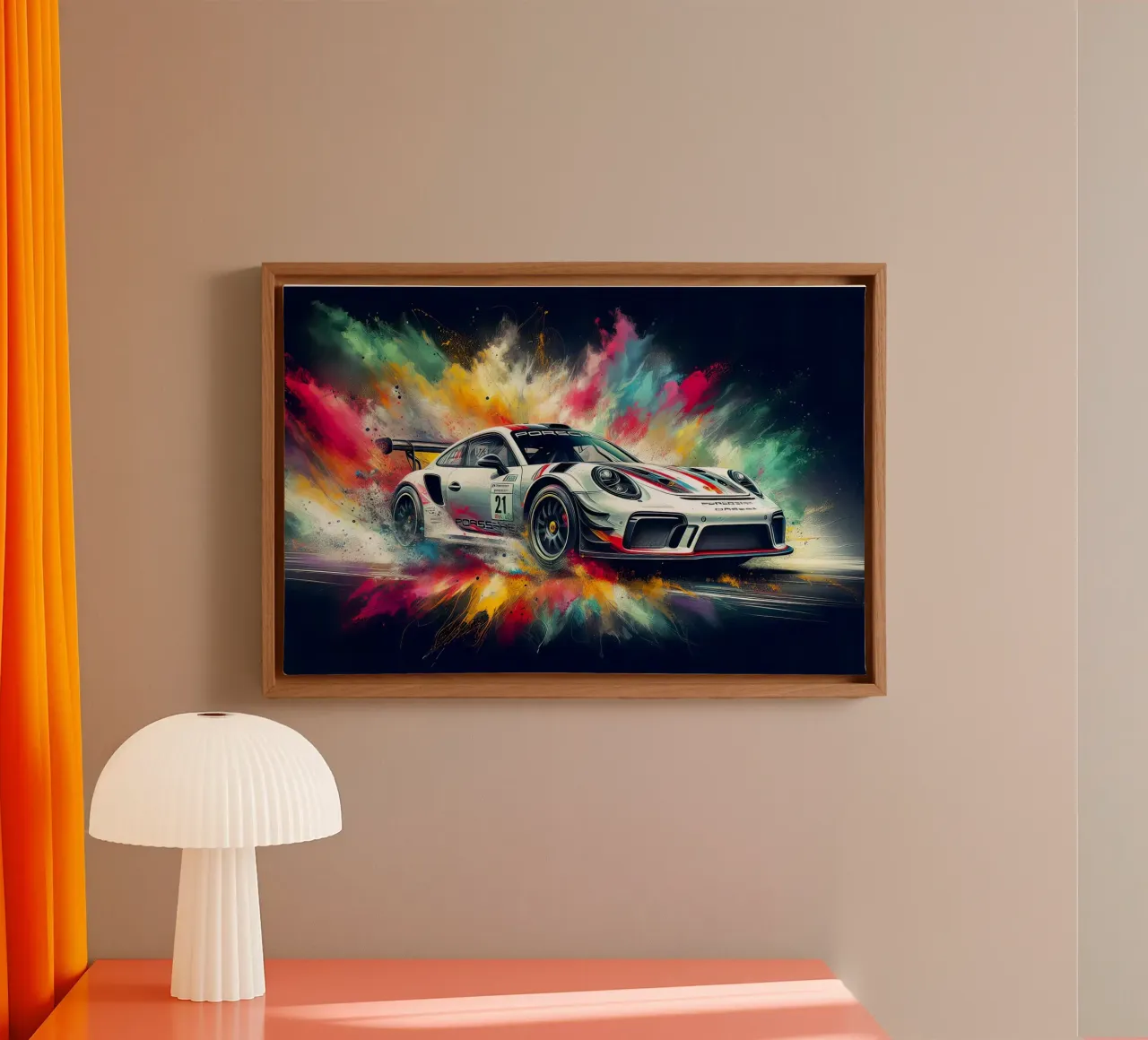 Porsche in acquerello tela con Cornice a cassetta da 🎁 ARTVI-SHOP