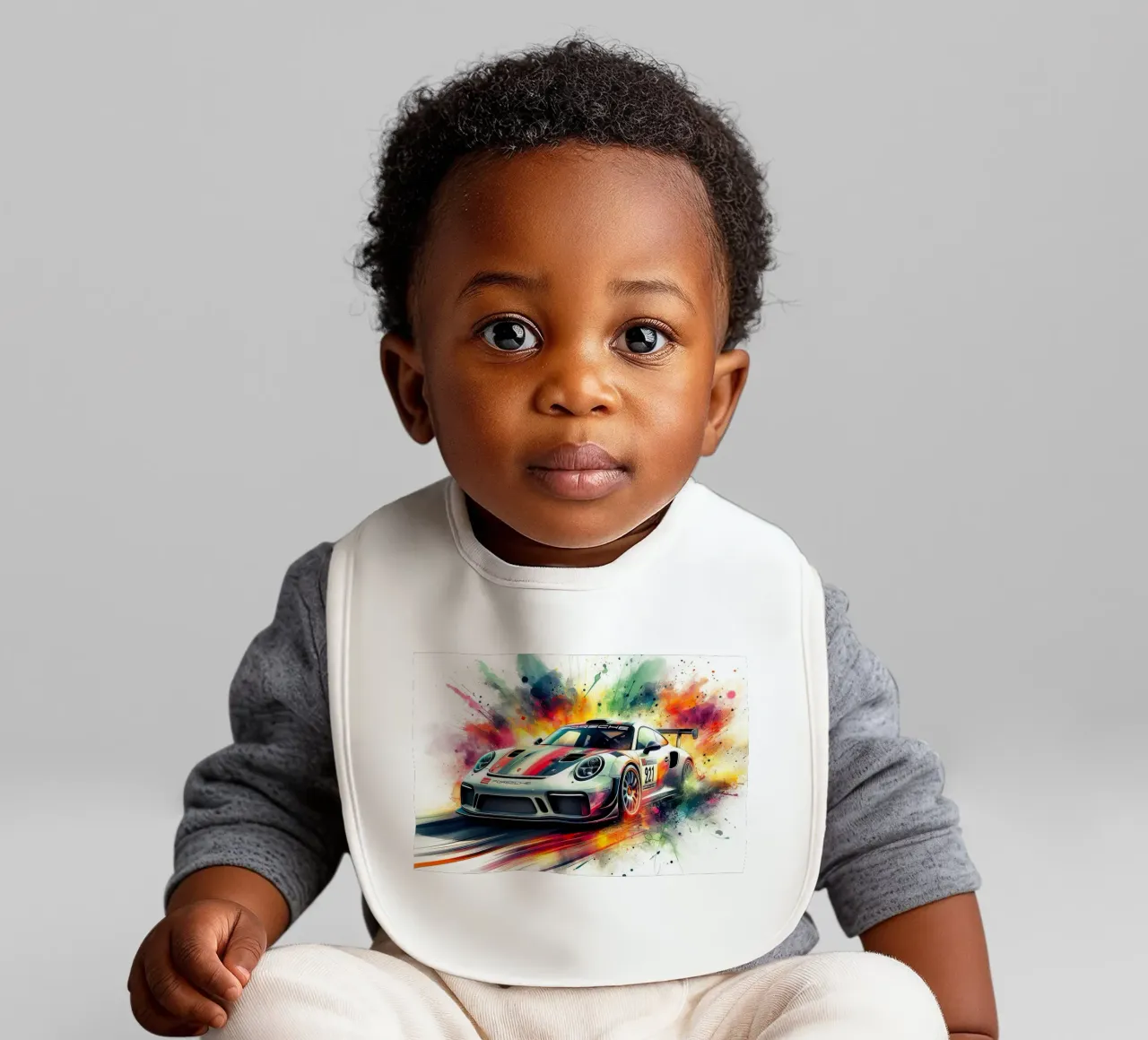 Porsche in watercolour baby bib by 🎁 ARTVI-SHOP