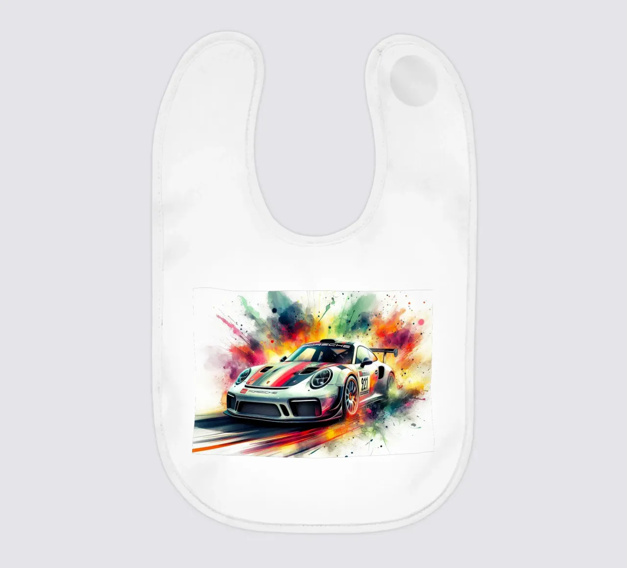 Porsche in watercolour baby bib by 🎁 ARTVI-SHOP