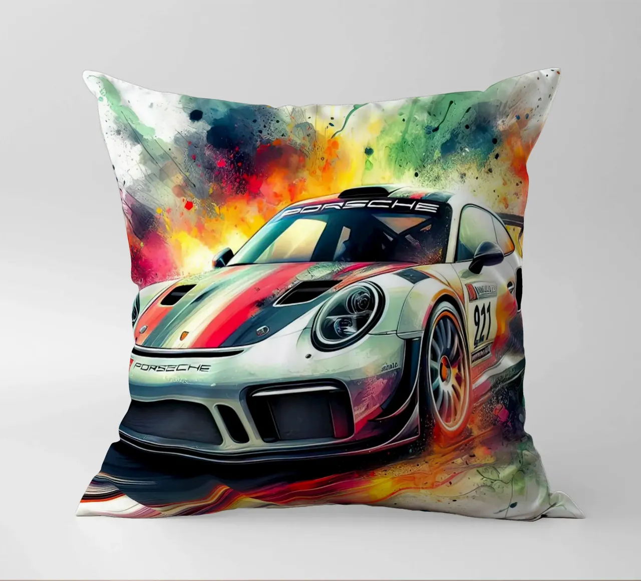 Porsche in acquerello cuscino da 🎁 ARTVI-SHOP
