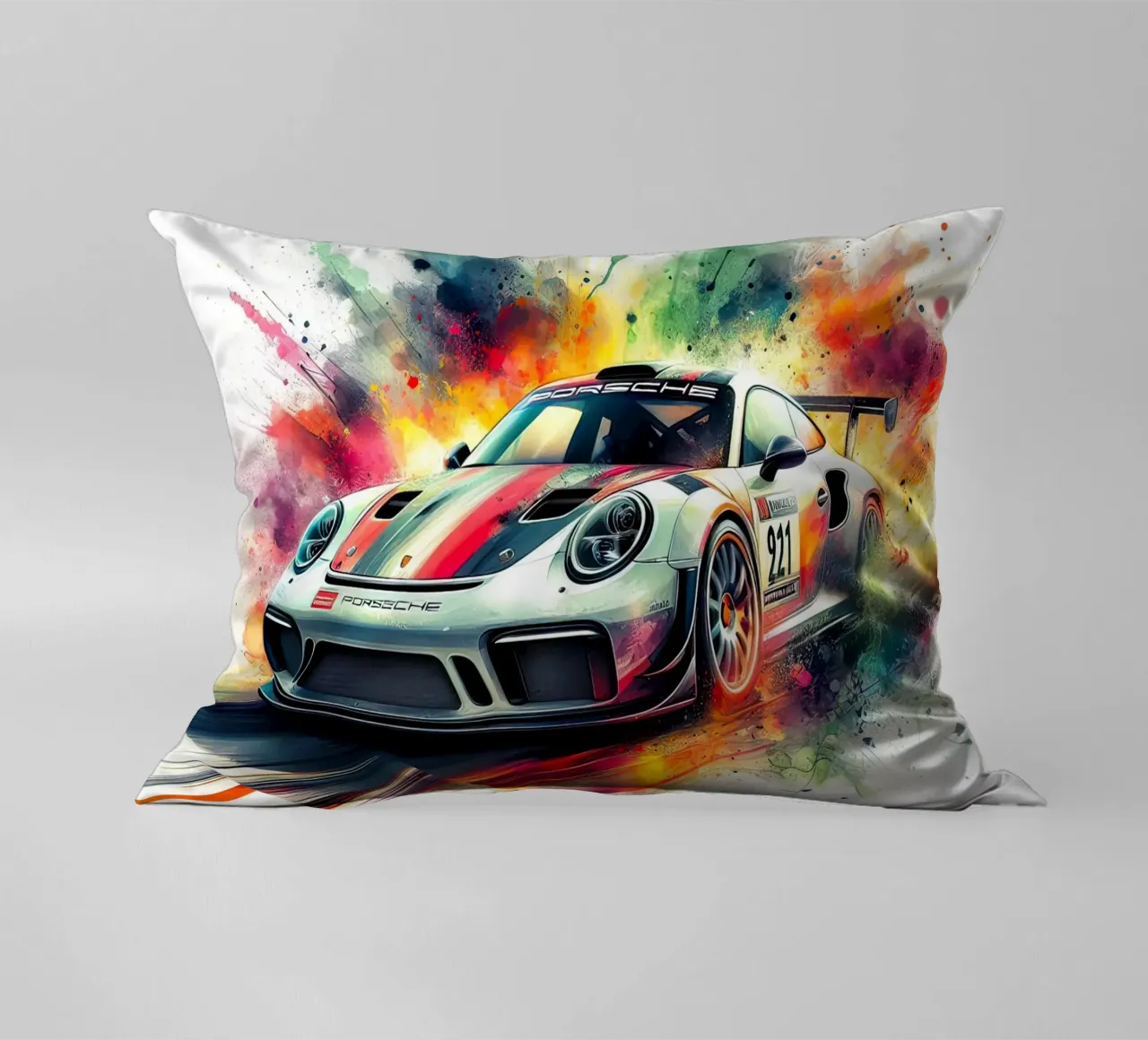 Porsche in acquerello cuscino da 🎁 ARTVI-SHOP