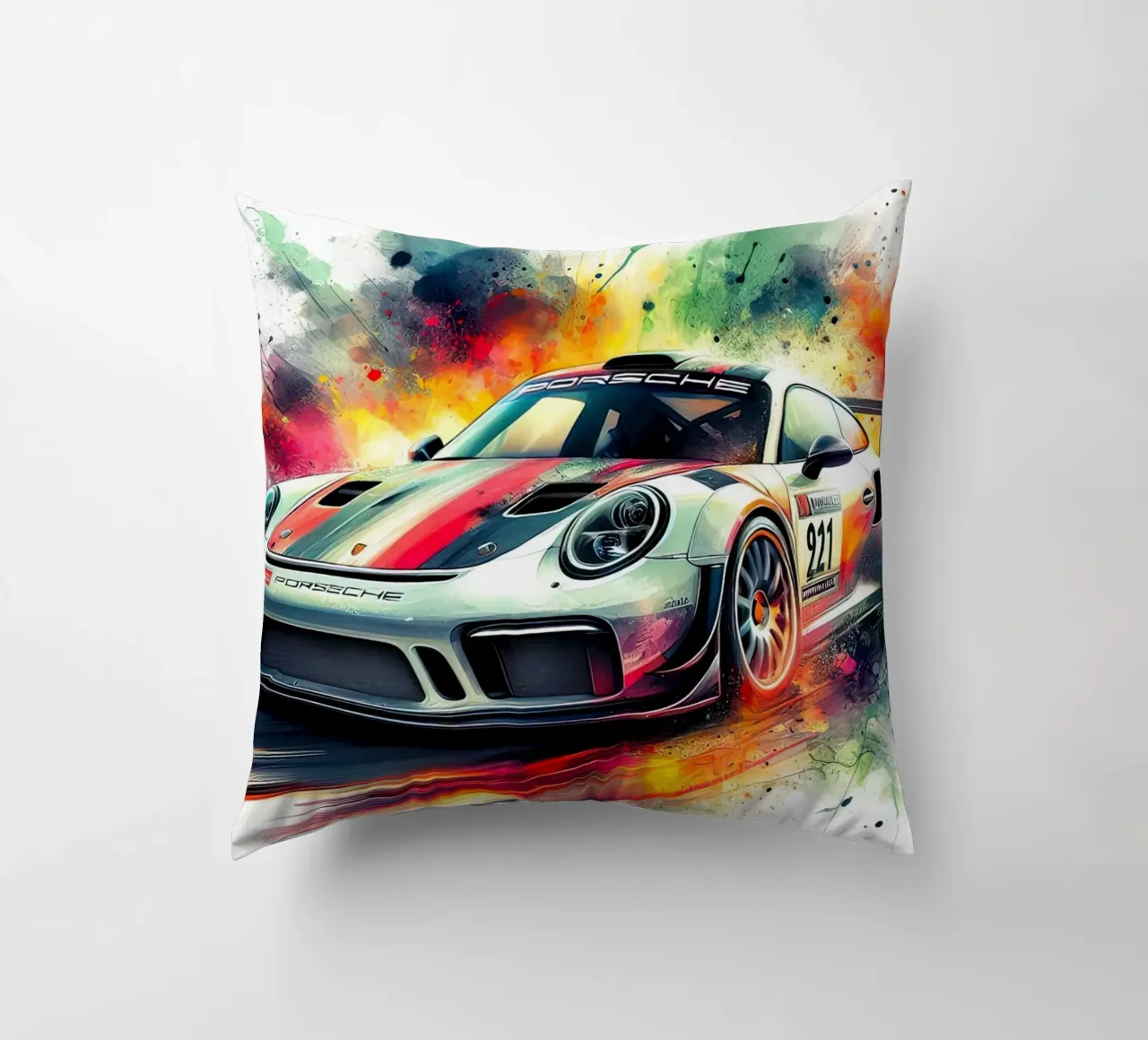 Porsche in acquerello cuscino da 🎁 ARTVI-SHOP