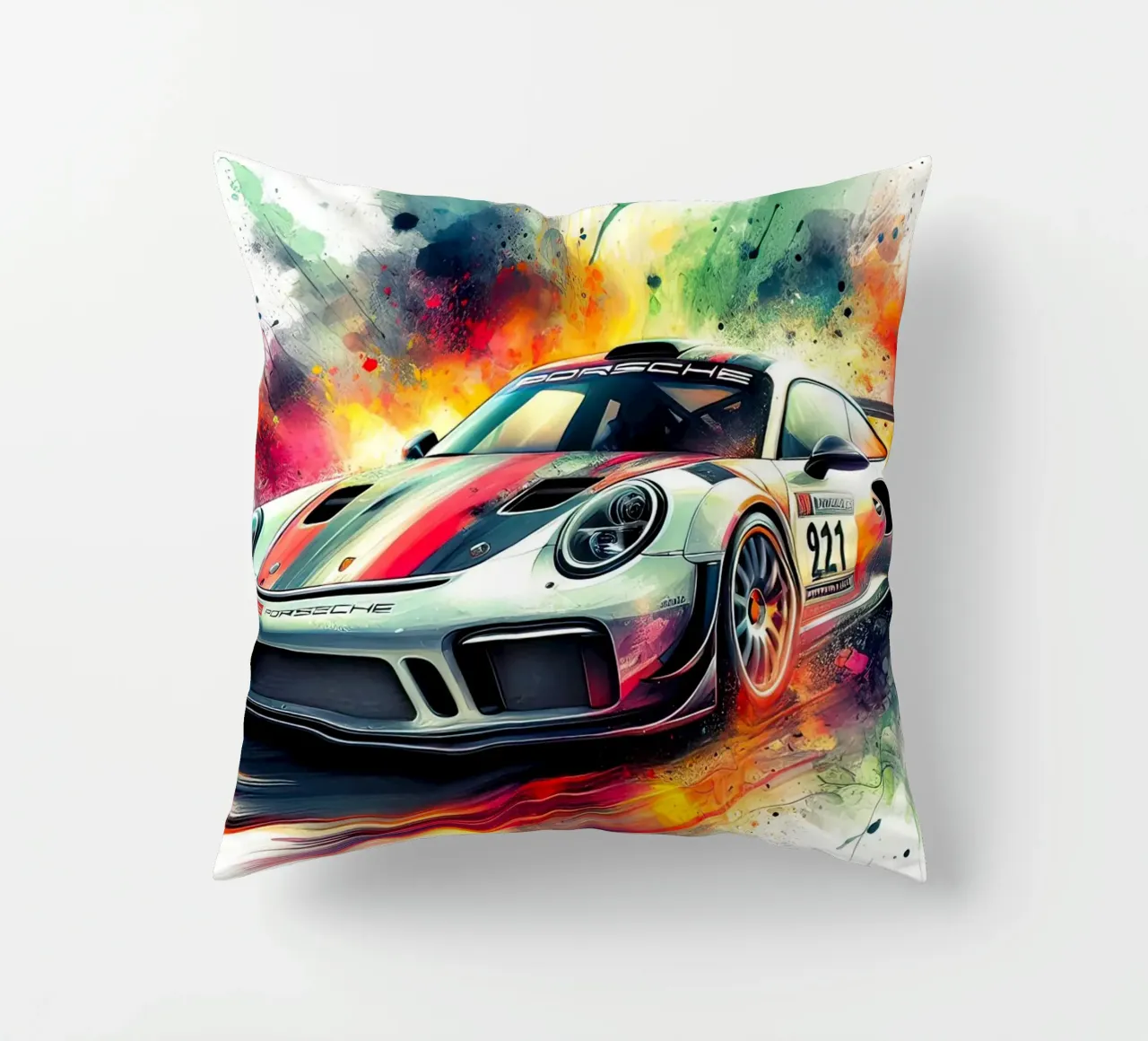Porsche in acquerello cuscino da 🎁 ARTVI-SHOP